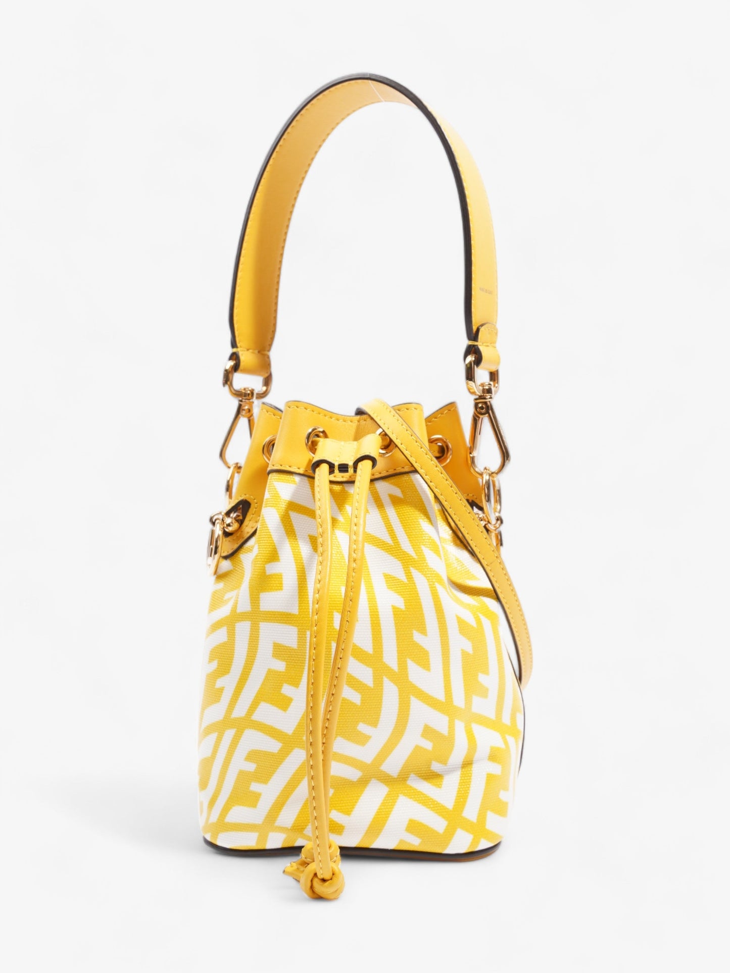 Fendi Mon Tresor Ff Vertigo Bag Canvas Yellow Mini Bucket Bag