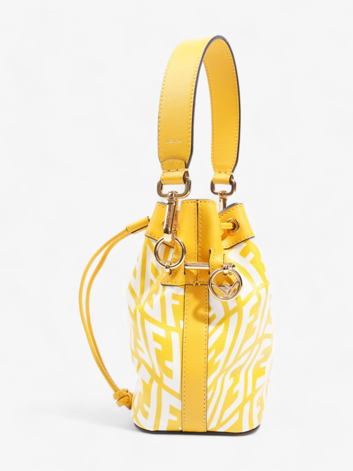 Fendi Mon Tresor Ff Vertigo Bag Canvas Yellow Mini Bucket Bag