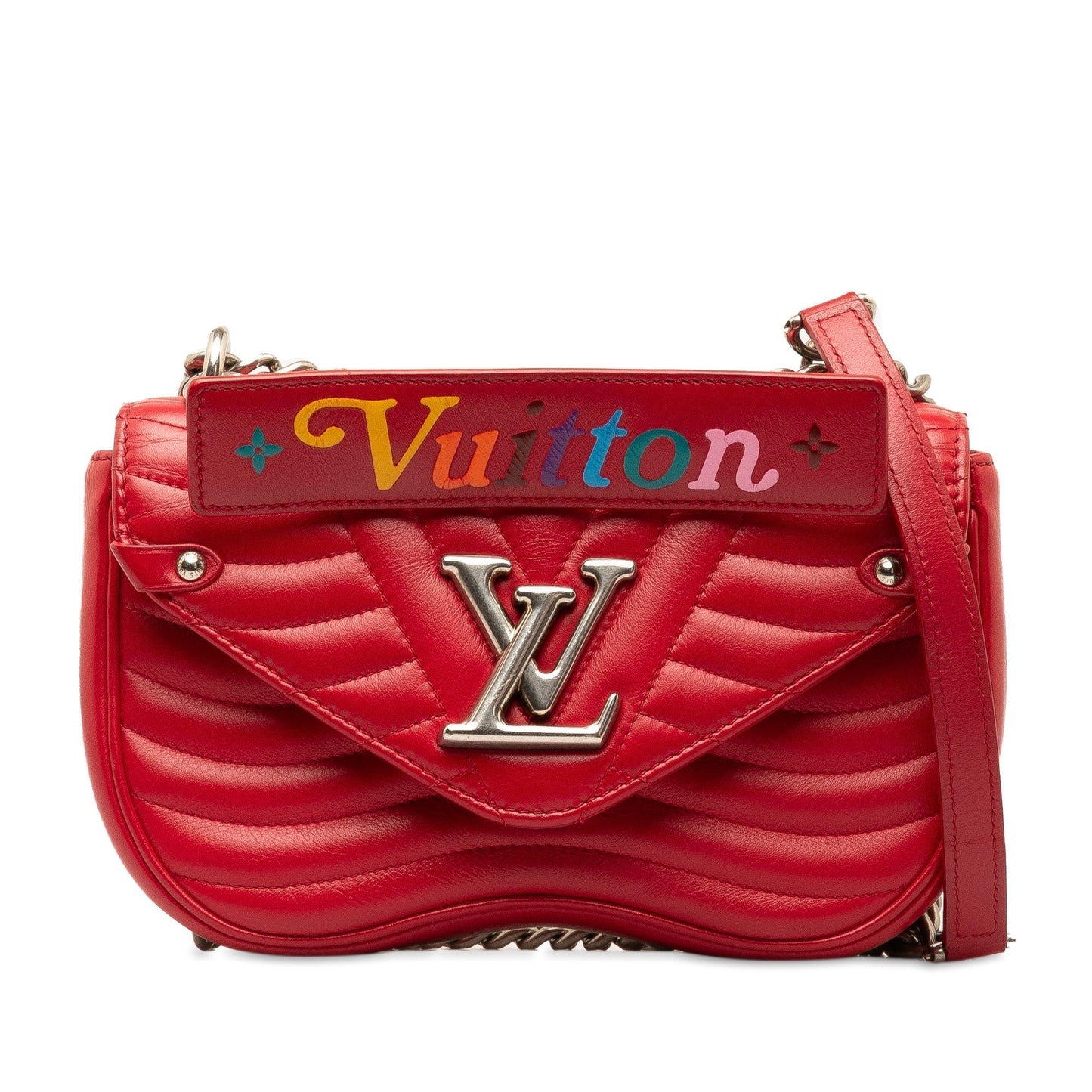 Red Louis Vuitton New Wave Chain Bag MM Satchel