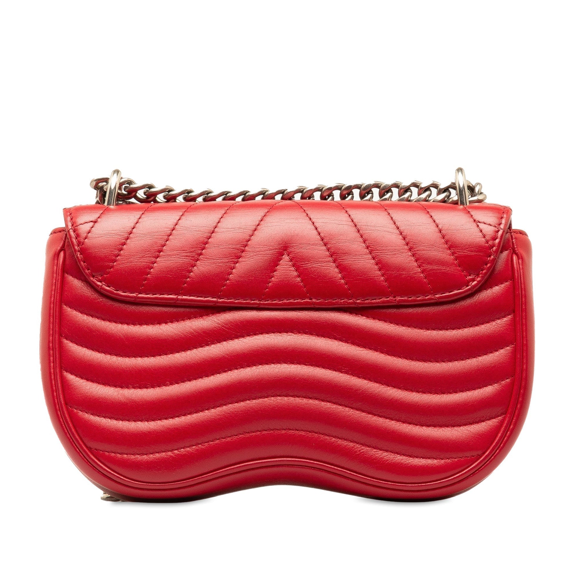 Red Louis Vuitton New Wave Chain Bag MM Satchel
