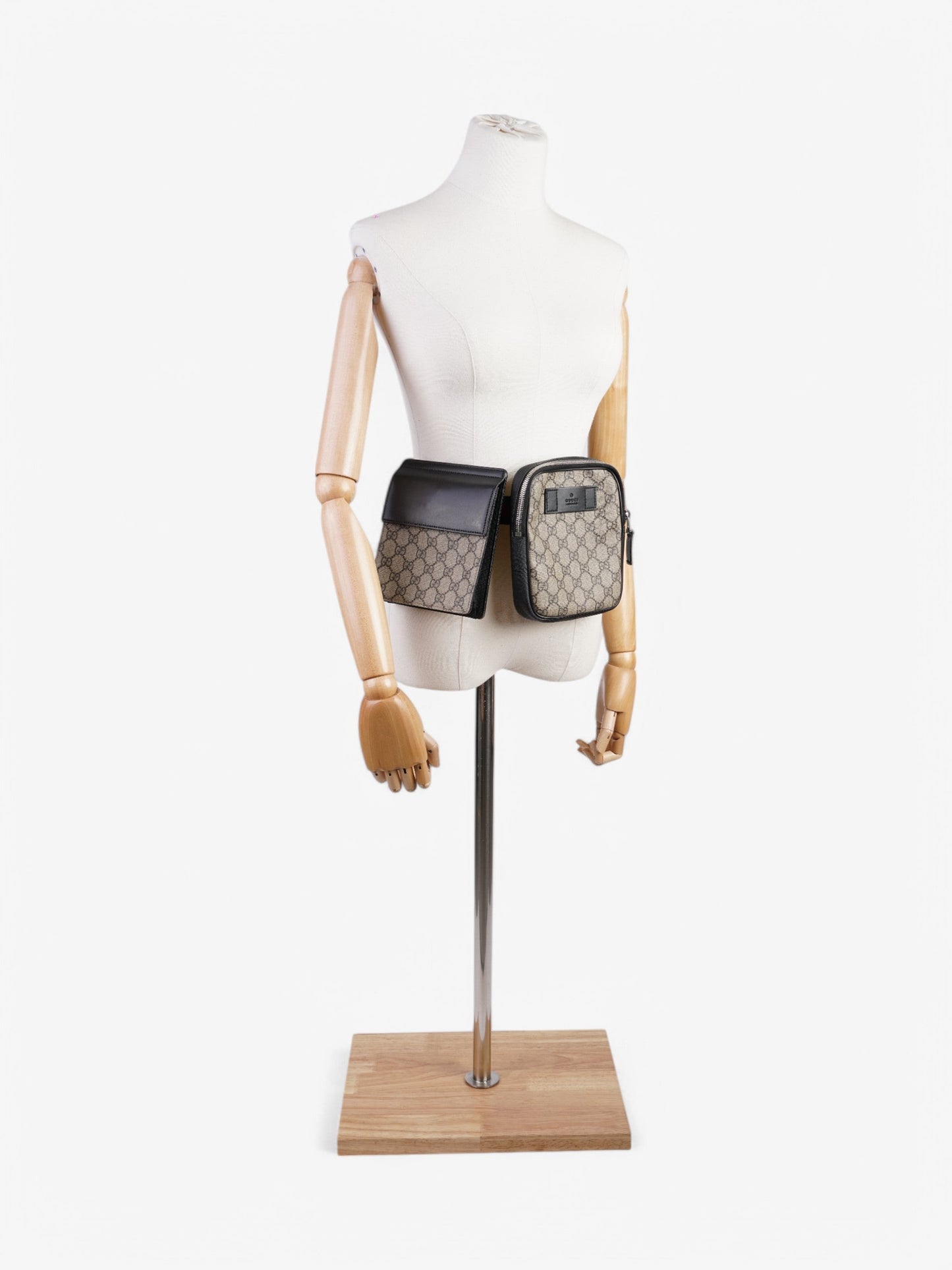 Gucci Two Pocket Belt Bag Supreme Coated Canvas Black Accessory