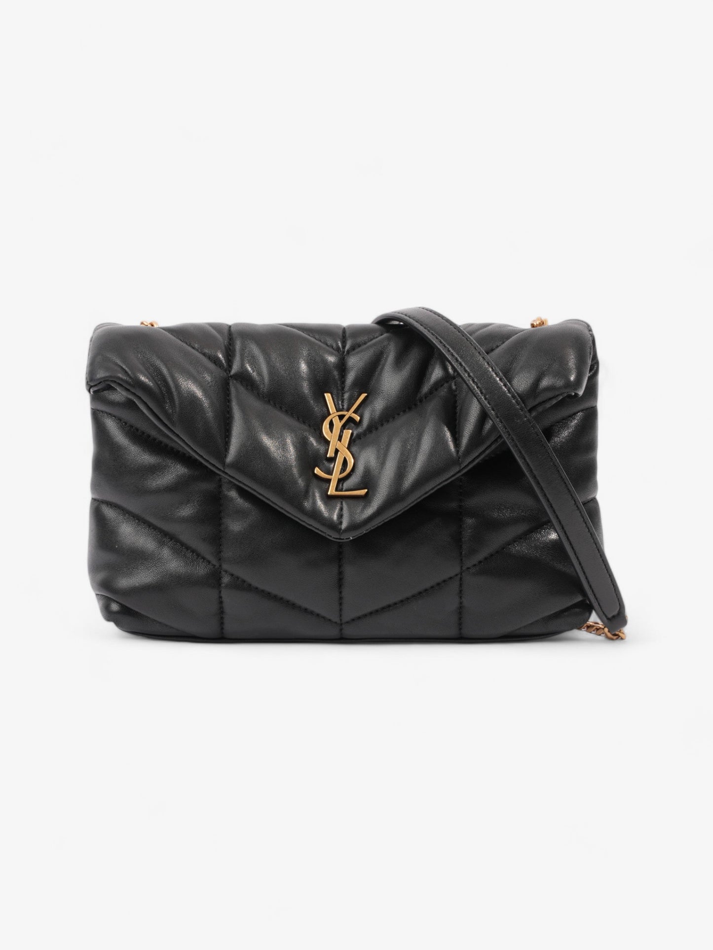 YSL Saint Laurent Lou Lou Puffer Calfskin Crossbody Bag Leather Black Small