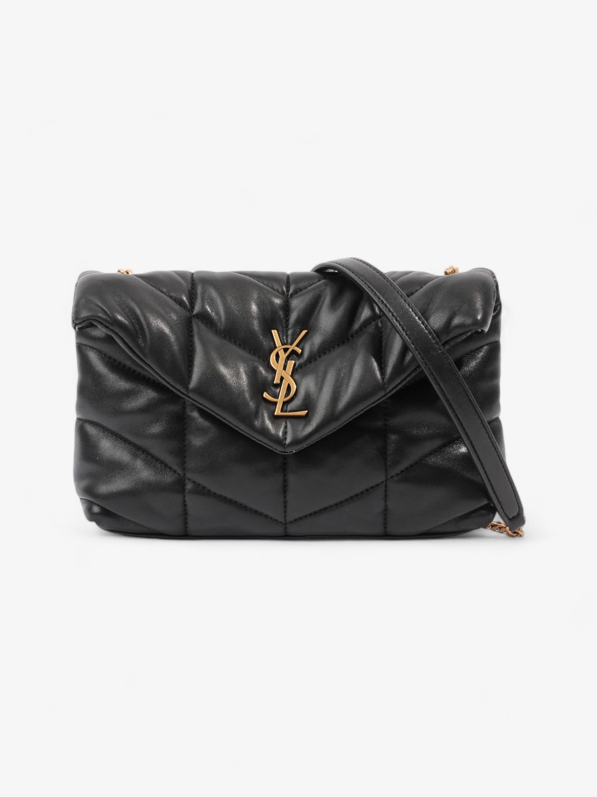 YSL Saint Laurent Lou Lou Puffer Calfskin Crossbody Bag Leather Black Small