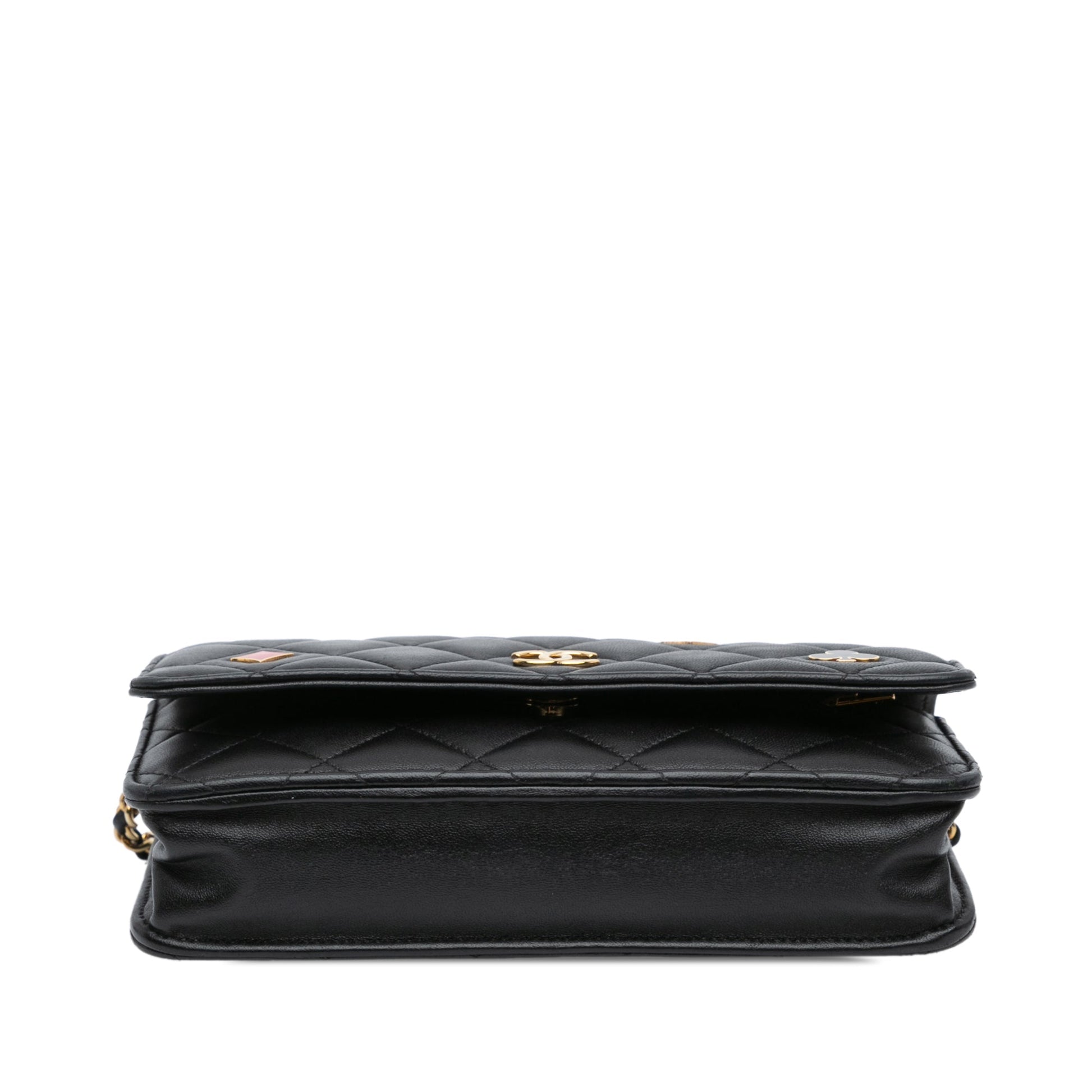 Black Chanel Quilted Lambskin Coco Casino Wallet On Chain Crossbody Bag