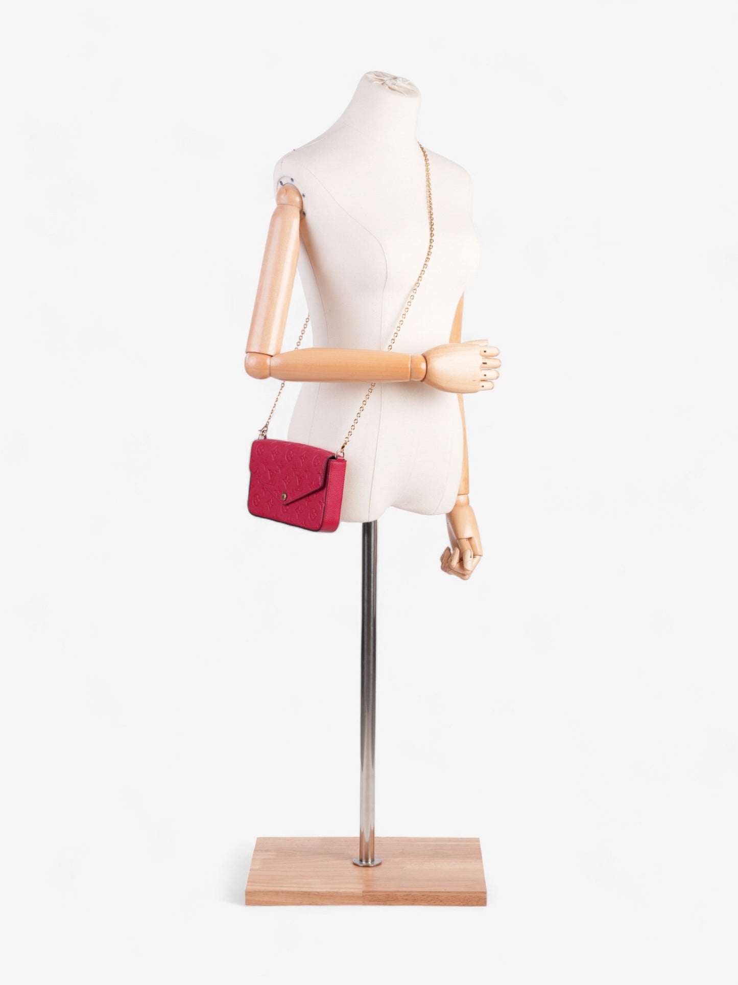 Louis Vuitton Pochette Felicie Monogram Empreinte Leather Red Clutch Bag