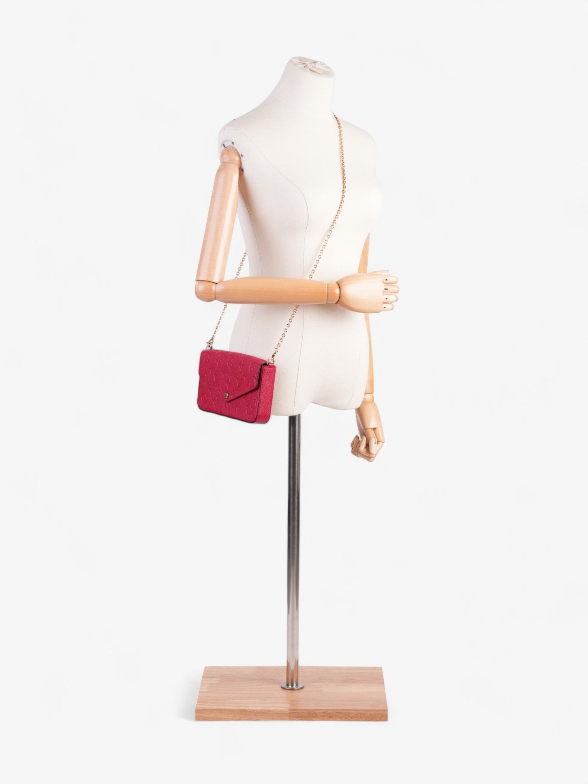 Louis Vuitton Pochette Felicie Monogram Empreinte Leather Red Clutch Bag