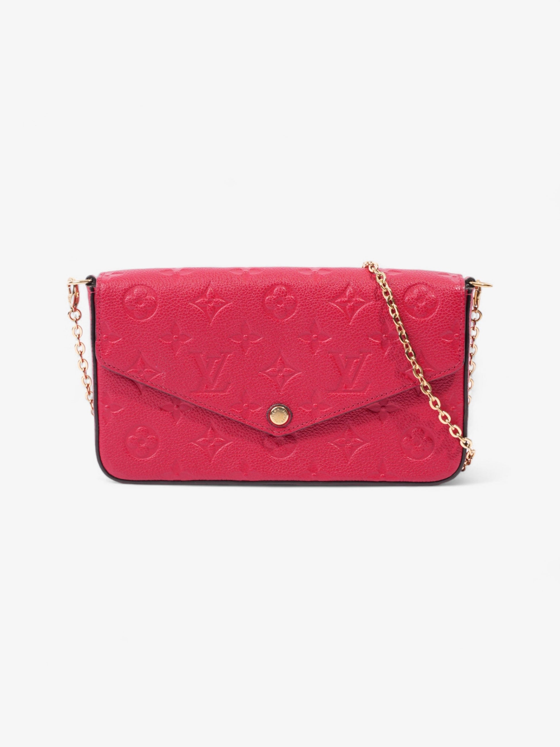 Louis Vuitton Pochette Felicie Monogram Empreinte Leather Red Clutch Bag