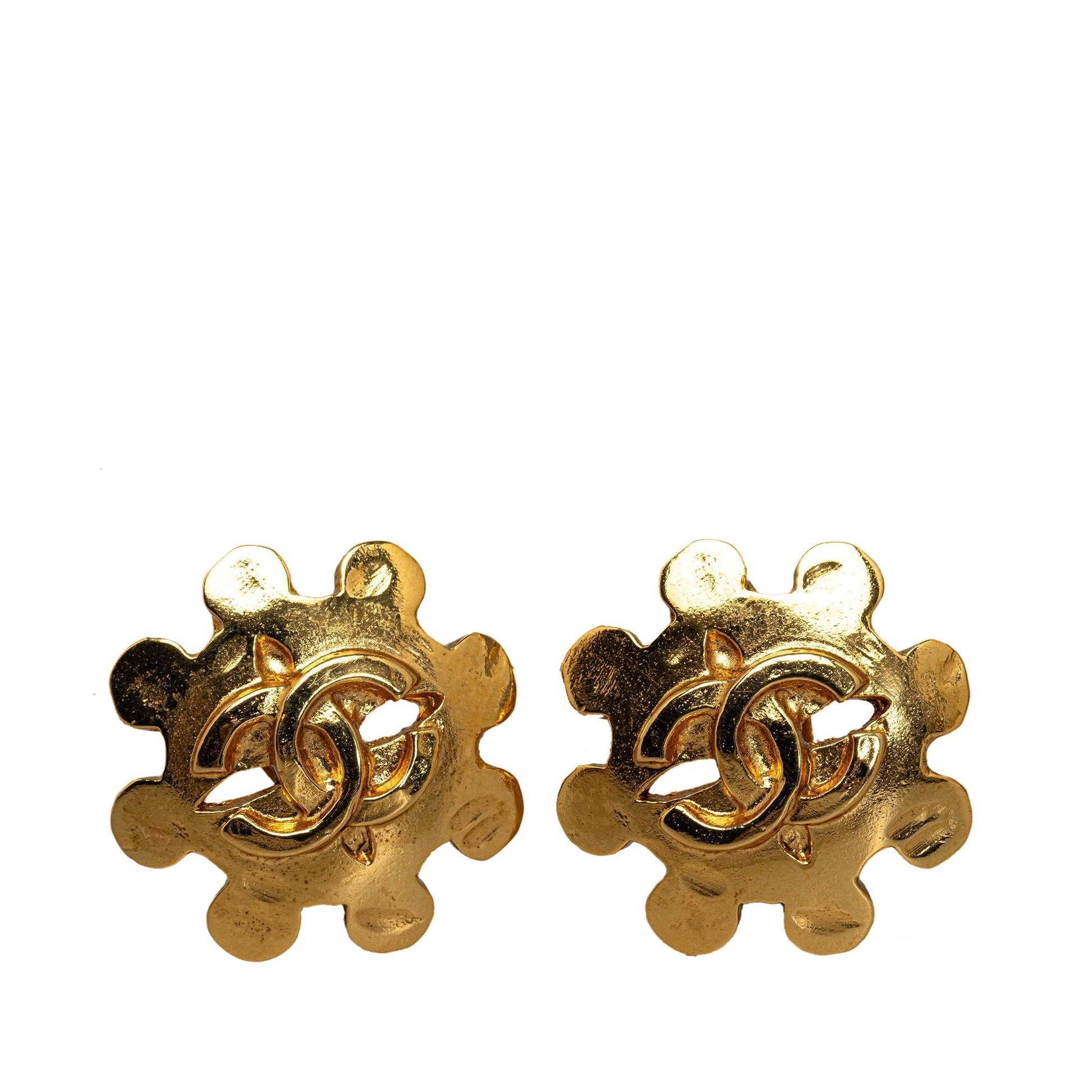 CHANEL CC Flower Clip on Earrings Costume Earrings