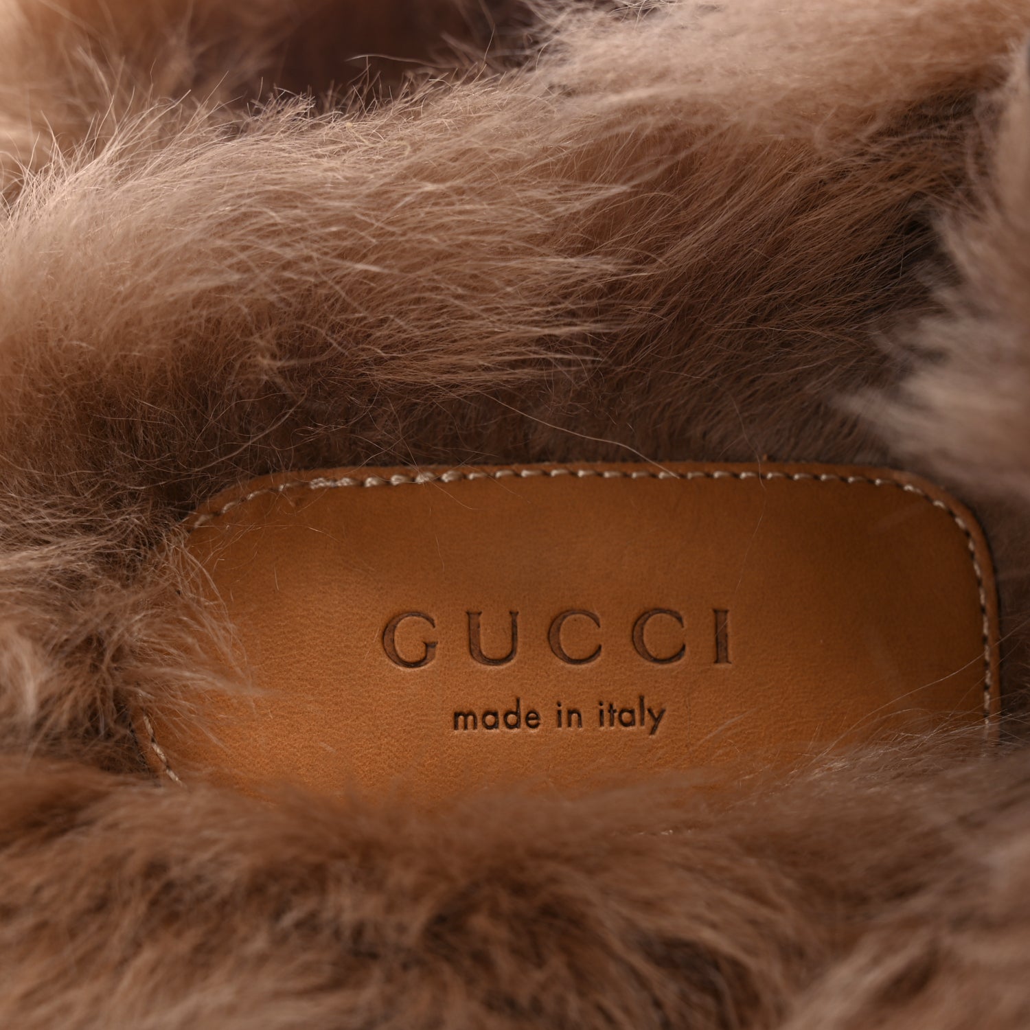 Gucci Goatskin Fur Bee Star Embroidered Womens Princetown Slippers 37