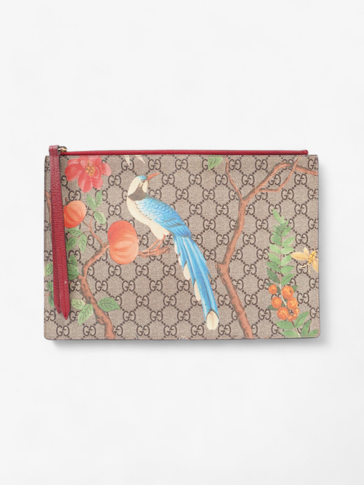 Gucci Floral Bird Clutch Supreme Coated Canvas Clutch Bag