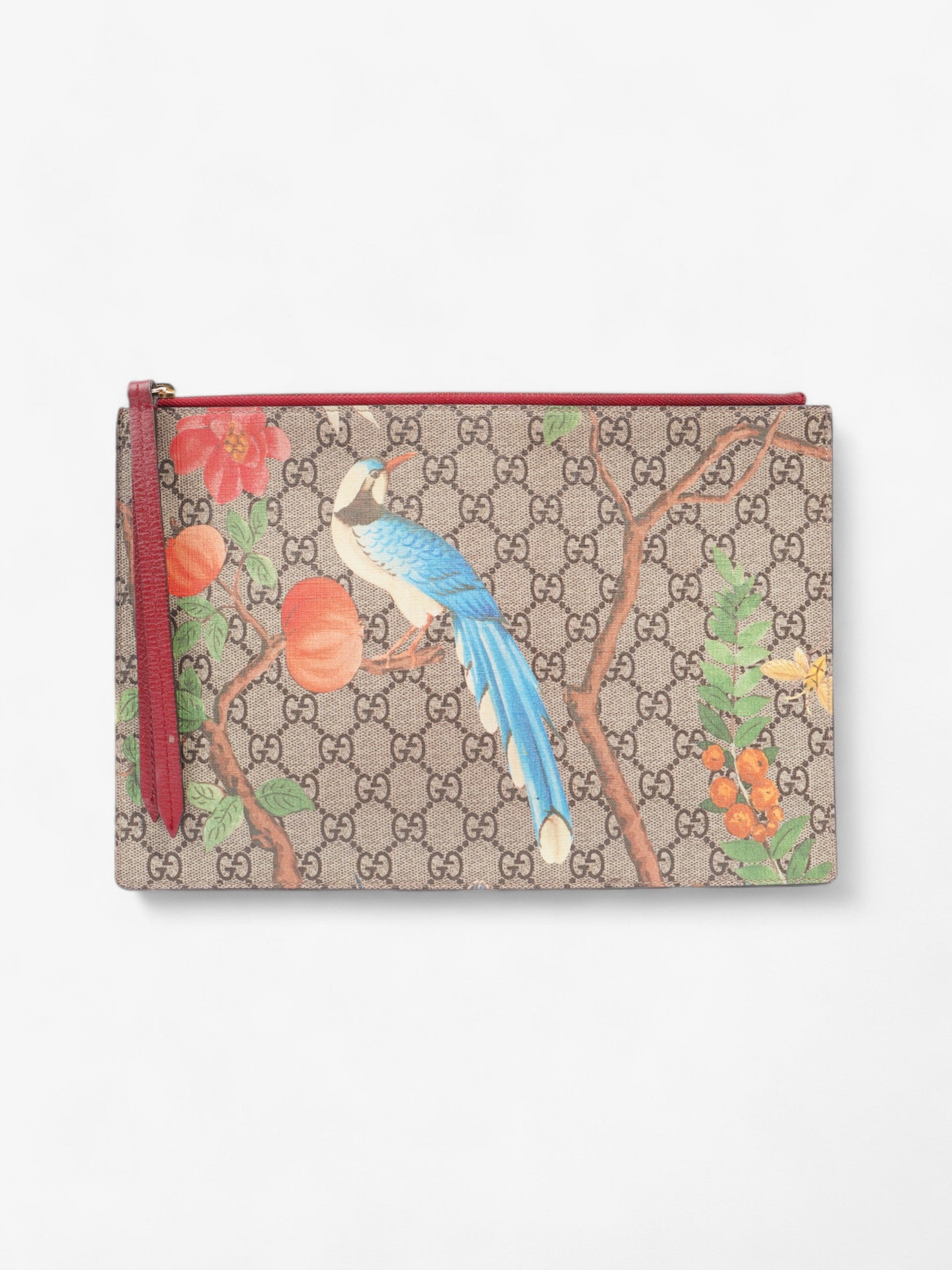 Gucci Floral Bird Clutch Supreme Coated Canvas Clutch Bag
