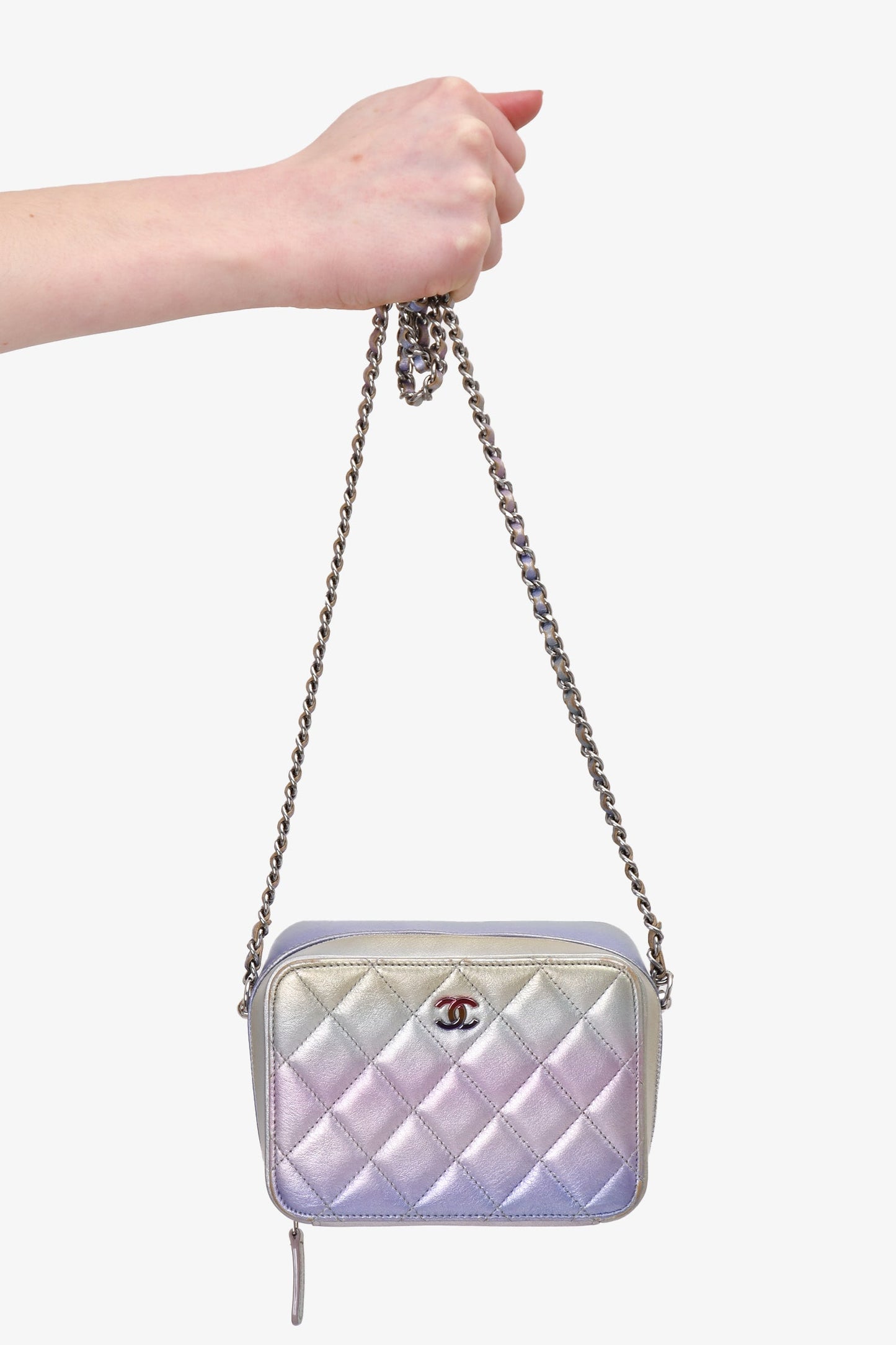 Chaneltm 2021 Iridescent Quilted Lambskin Cube Crossbody