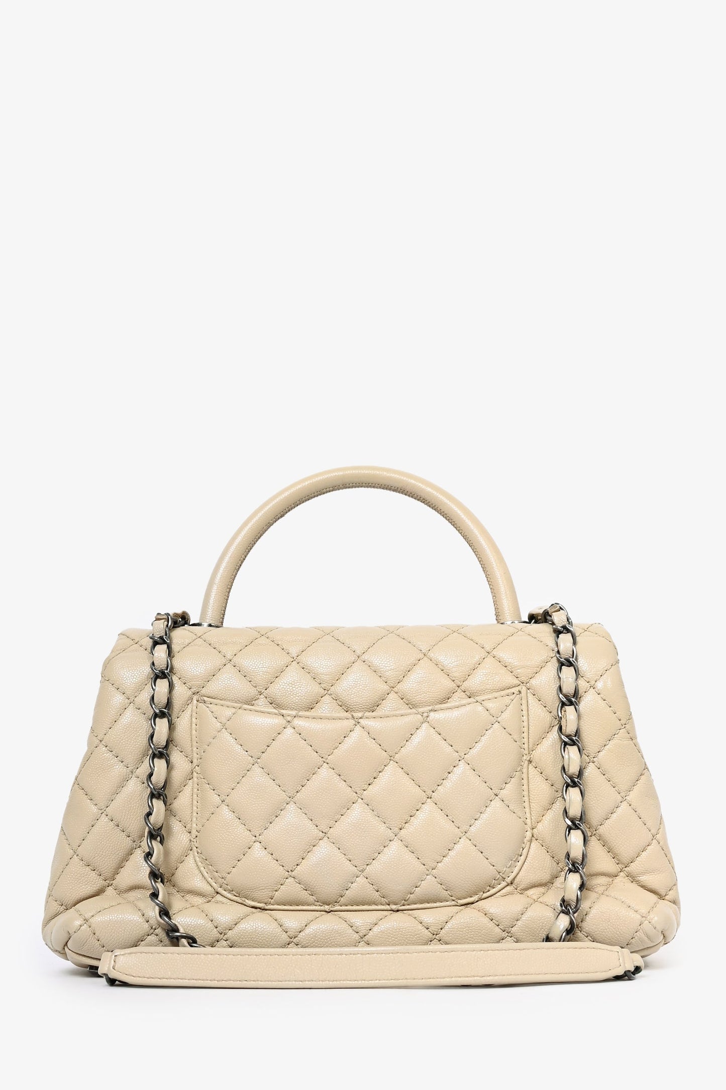 Chanel™ Cream Leather Small Coco Top Handle Bag