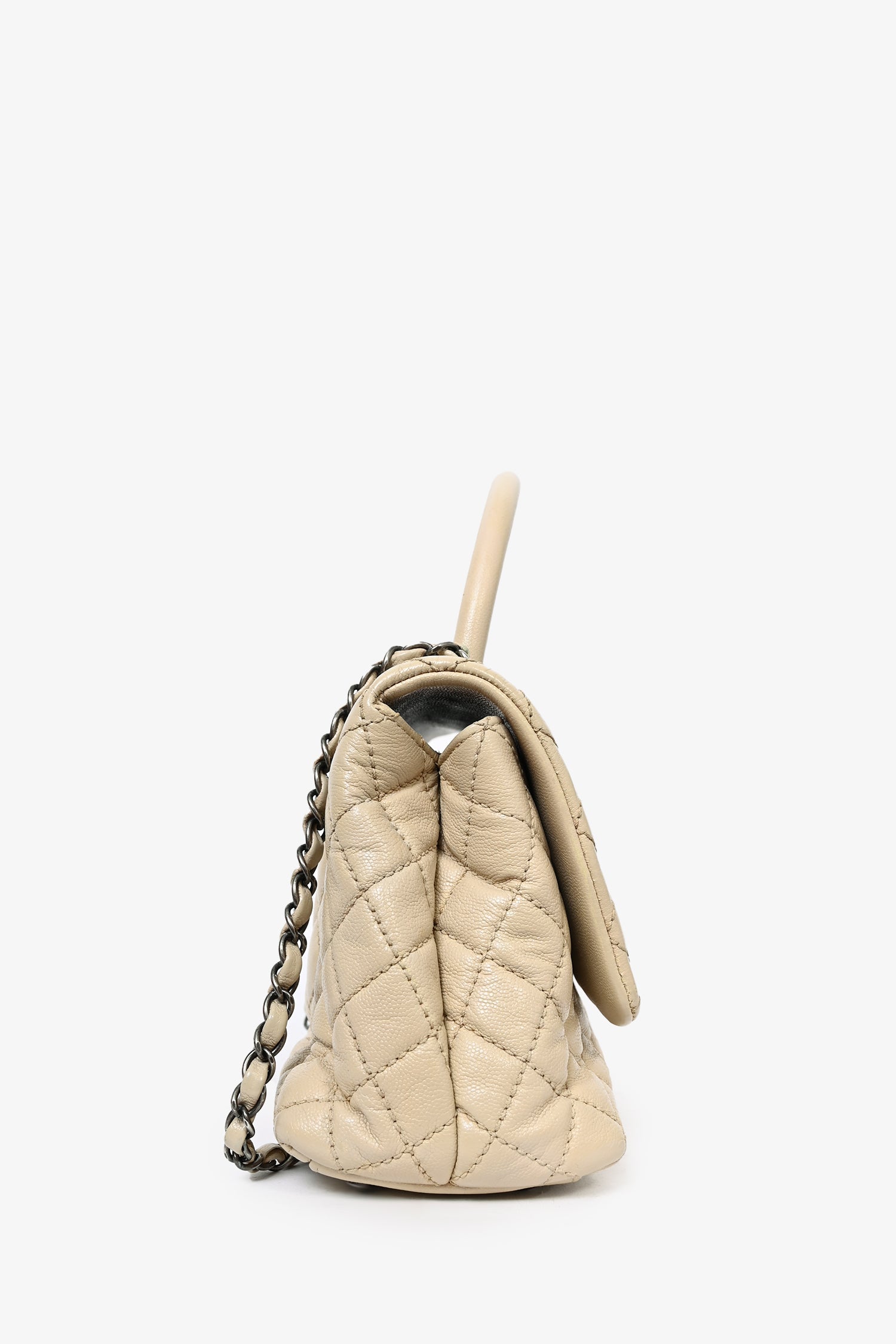Chanel™ Cream Leather Small Coco Top Handle Bag