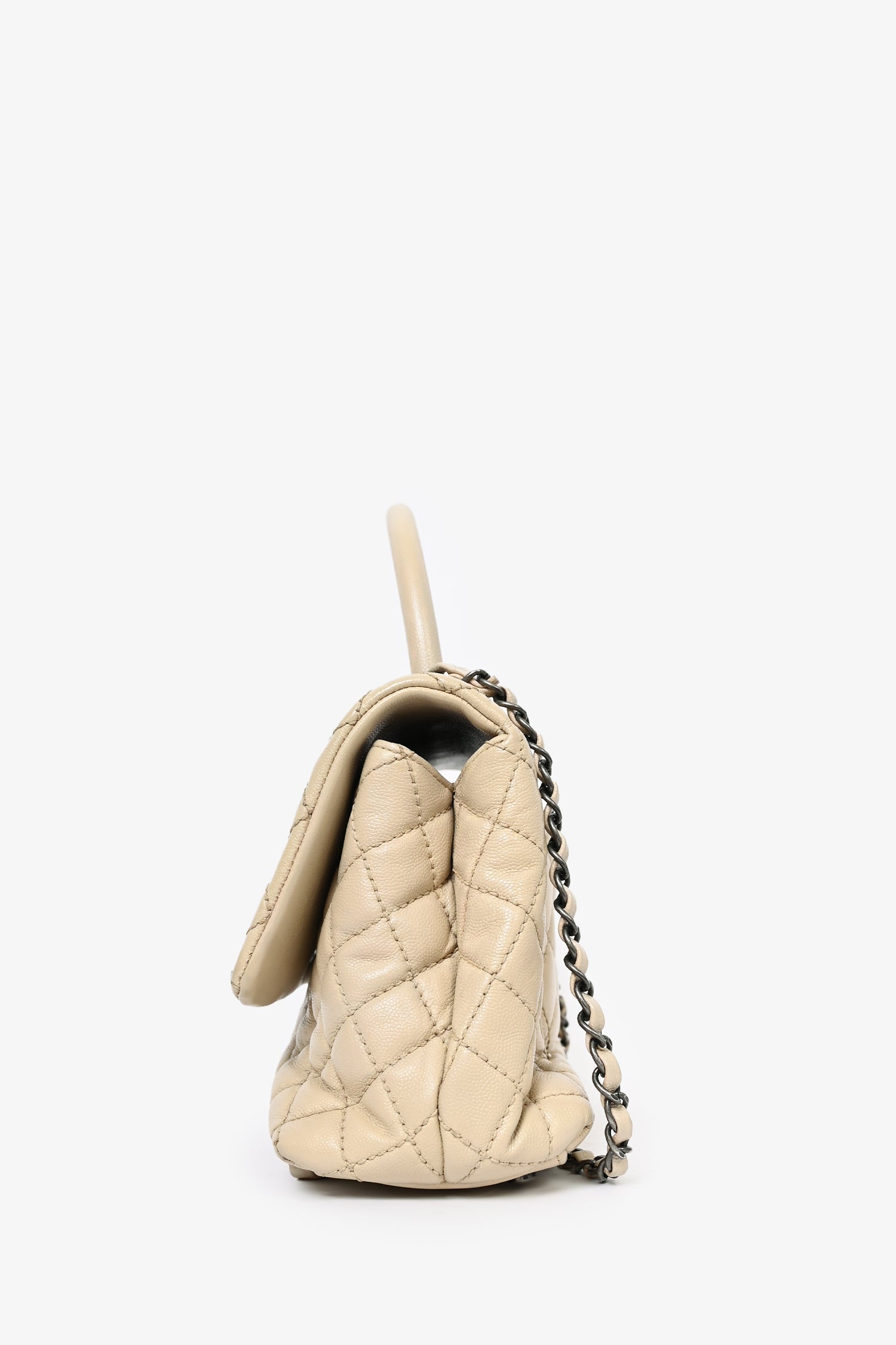 Chanel™ Cream Leather Small Coco Top Handle Bag