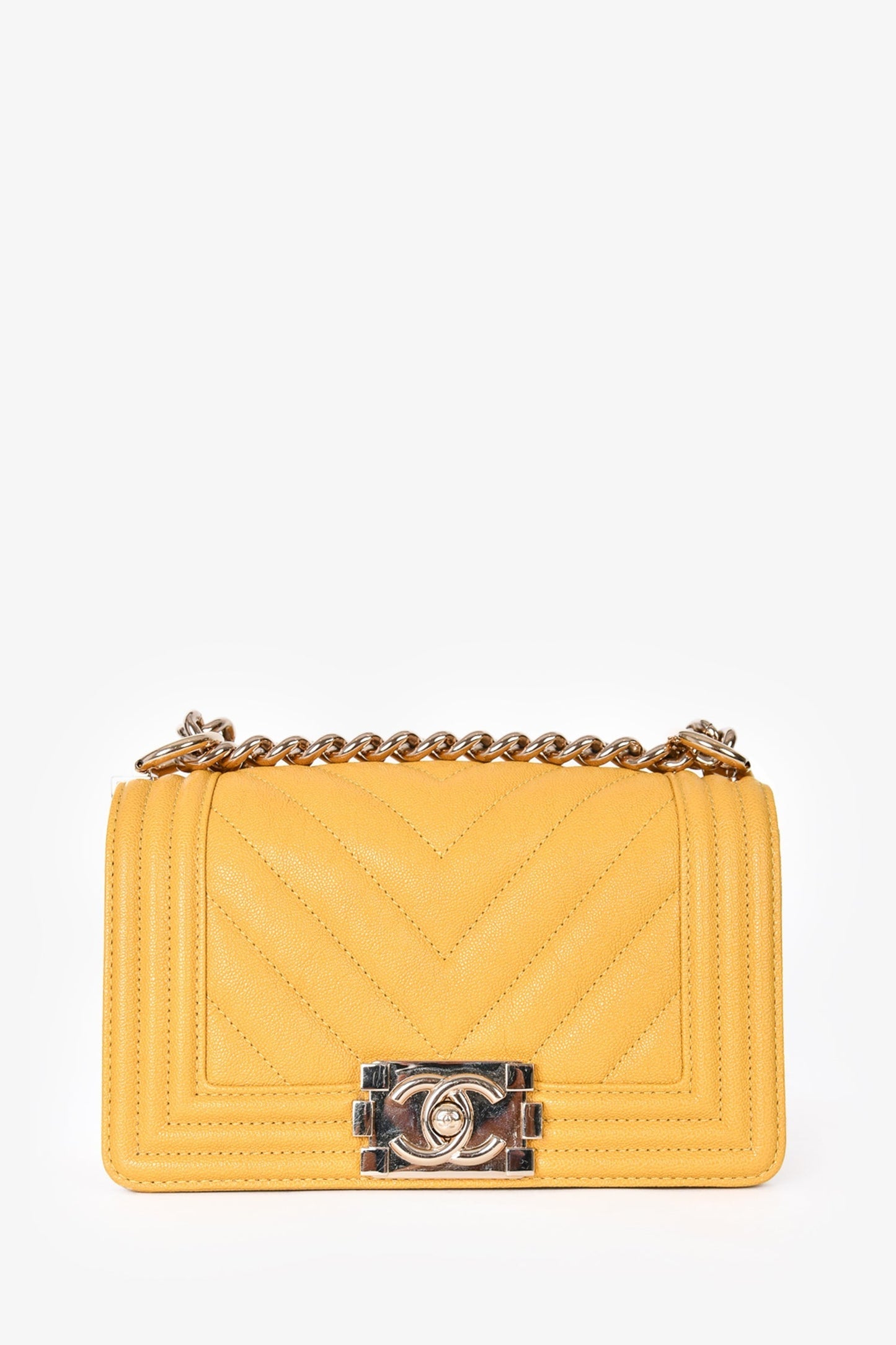 Chanel™ 2019/20 Yellow Caviar Leather Small Boy Bag