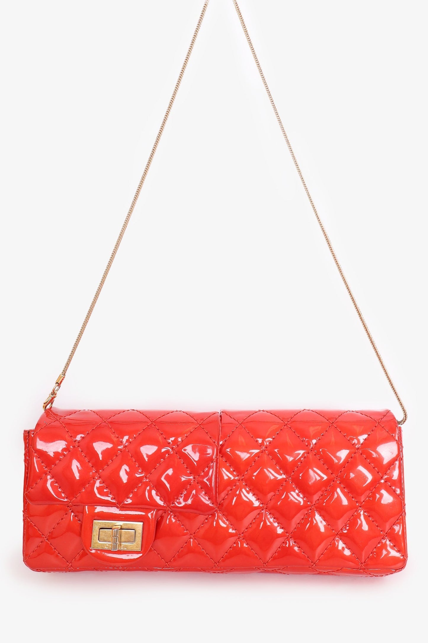 Chaneltm 2008 09 Red Patent Leather Double Sided Reissue Baguette Bag