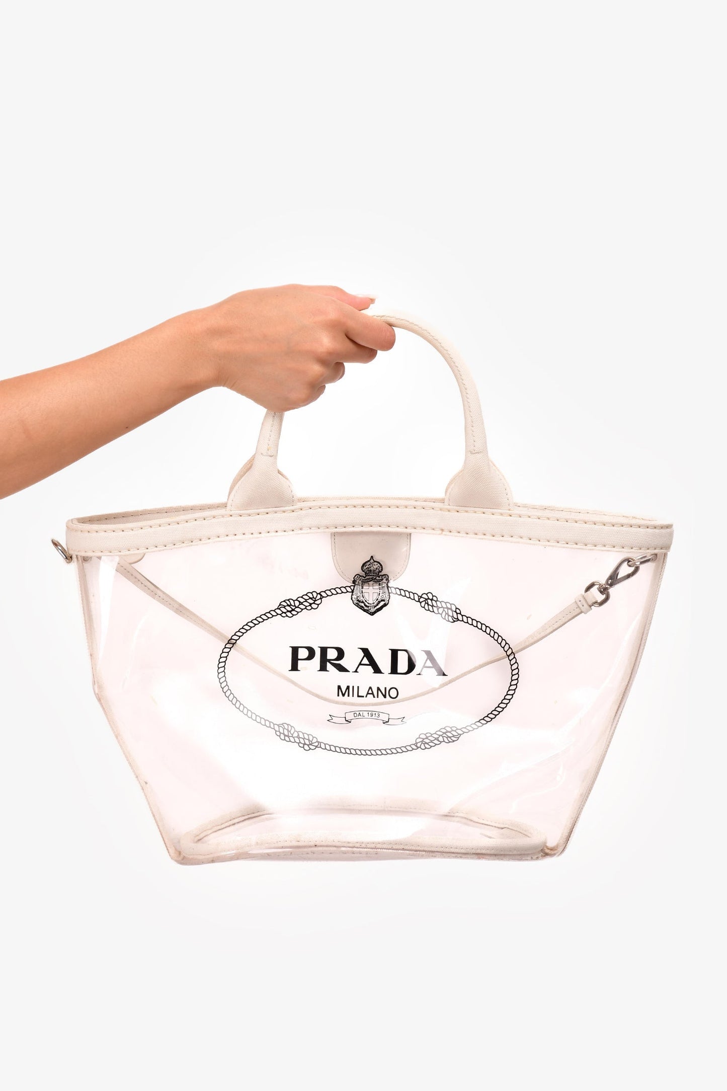 Prada Tote Bag Clear PVC Tote As Is Logo