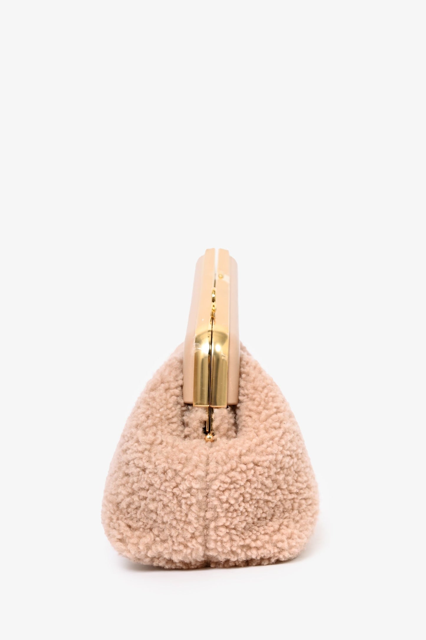 Fendi Shearling First Clutch With Strap Pink Small Clutch Bag