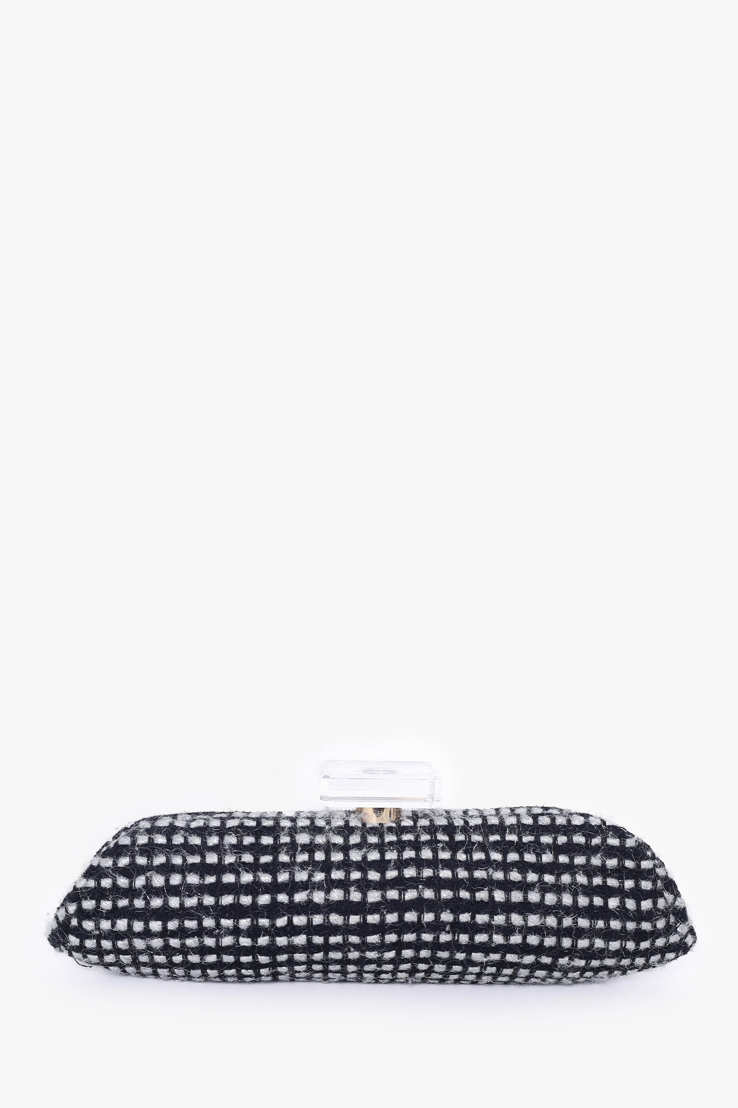 Chaneltm 2002/03 Black/silver Tweed Clutch