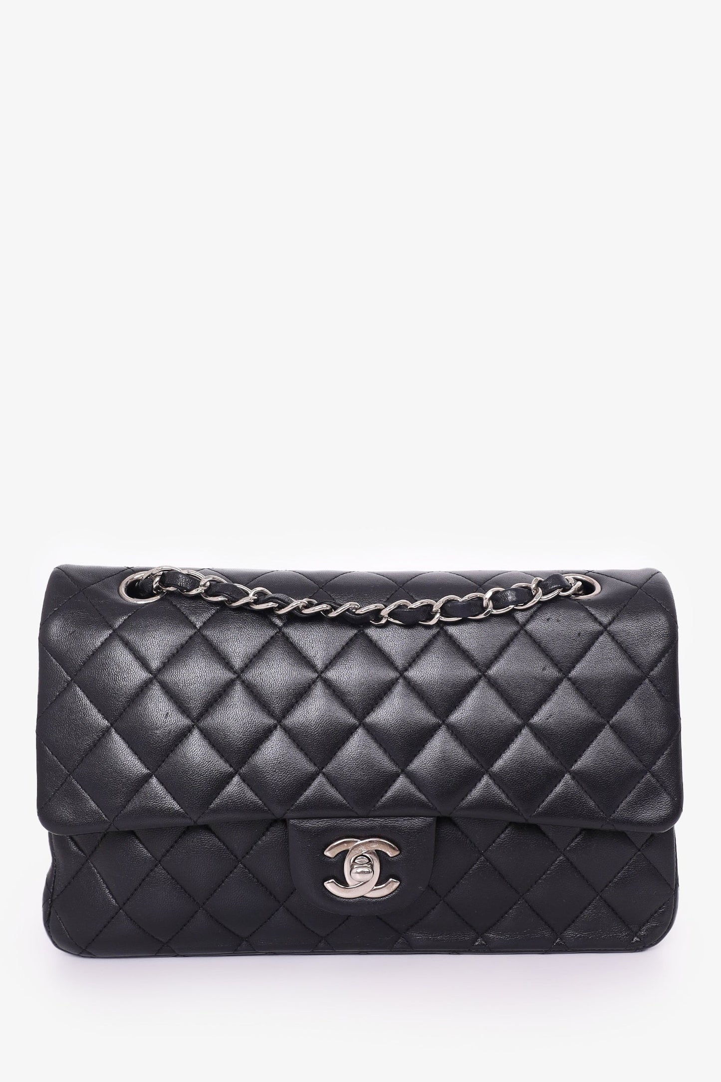 Chanel™ 2009-10 Black Lambskin Quilted Medium Double Flap Bag