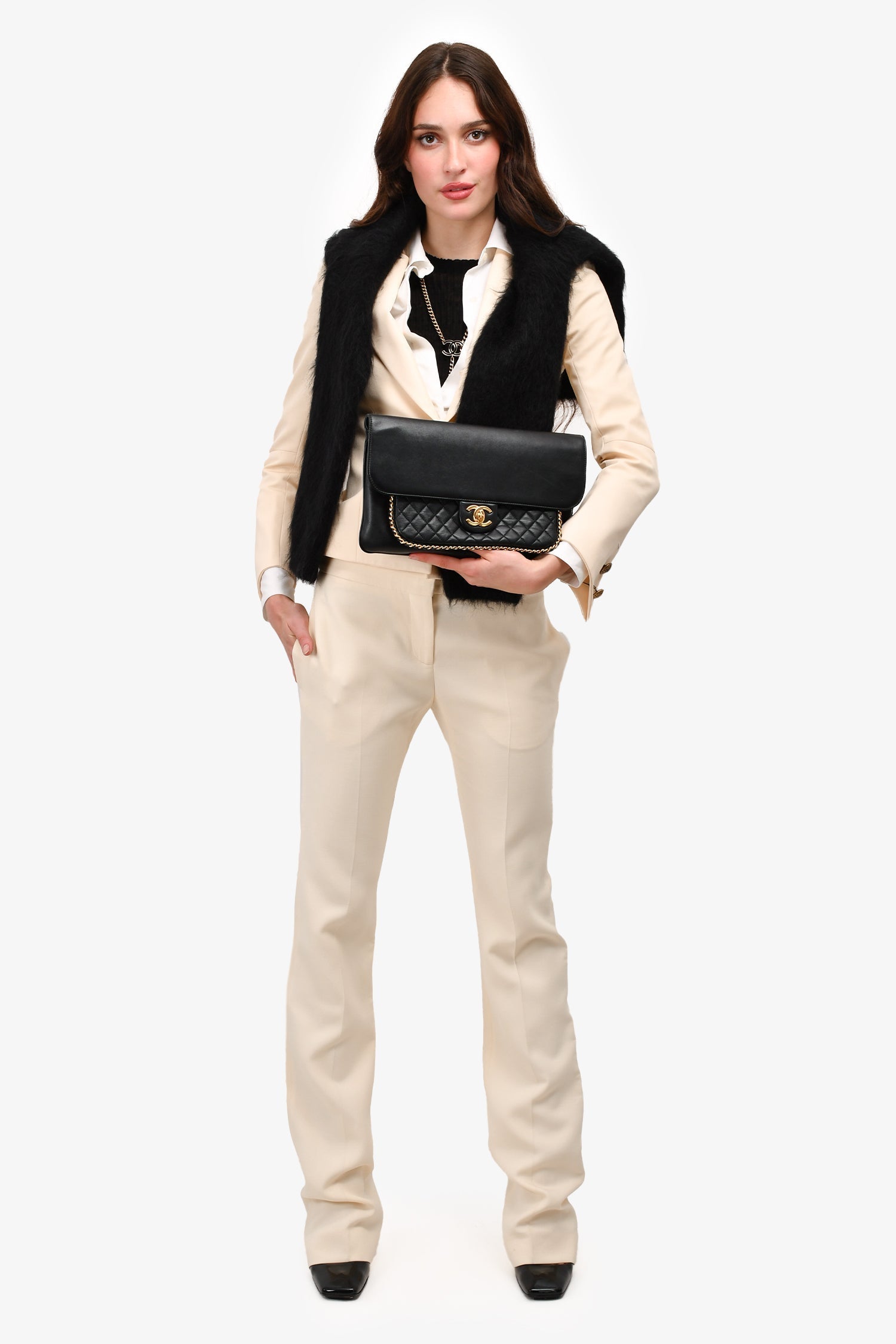 Chanel™ /18 Black Lambskin 'Unchained' Cc Clutch