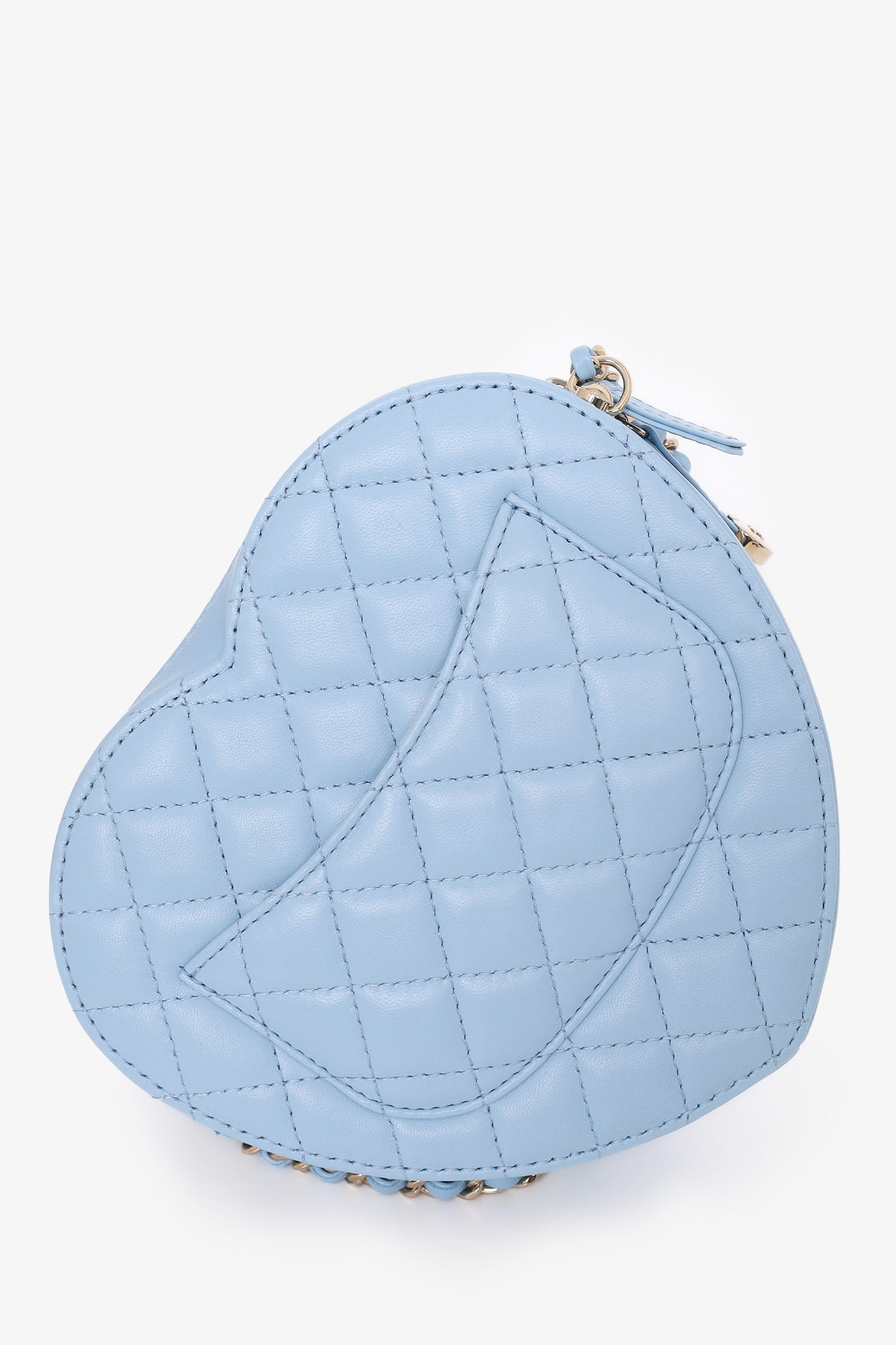 Chaneltm 22S Baby Blue Quilted Lambskin CC in Love Large Heart Bag