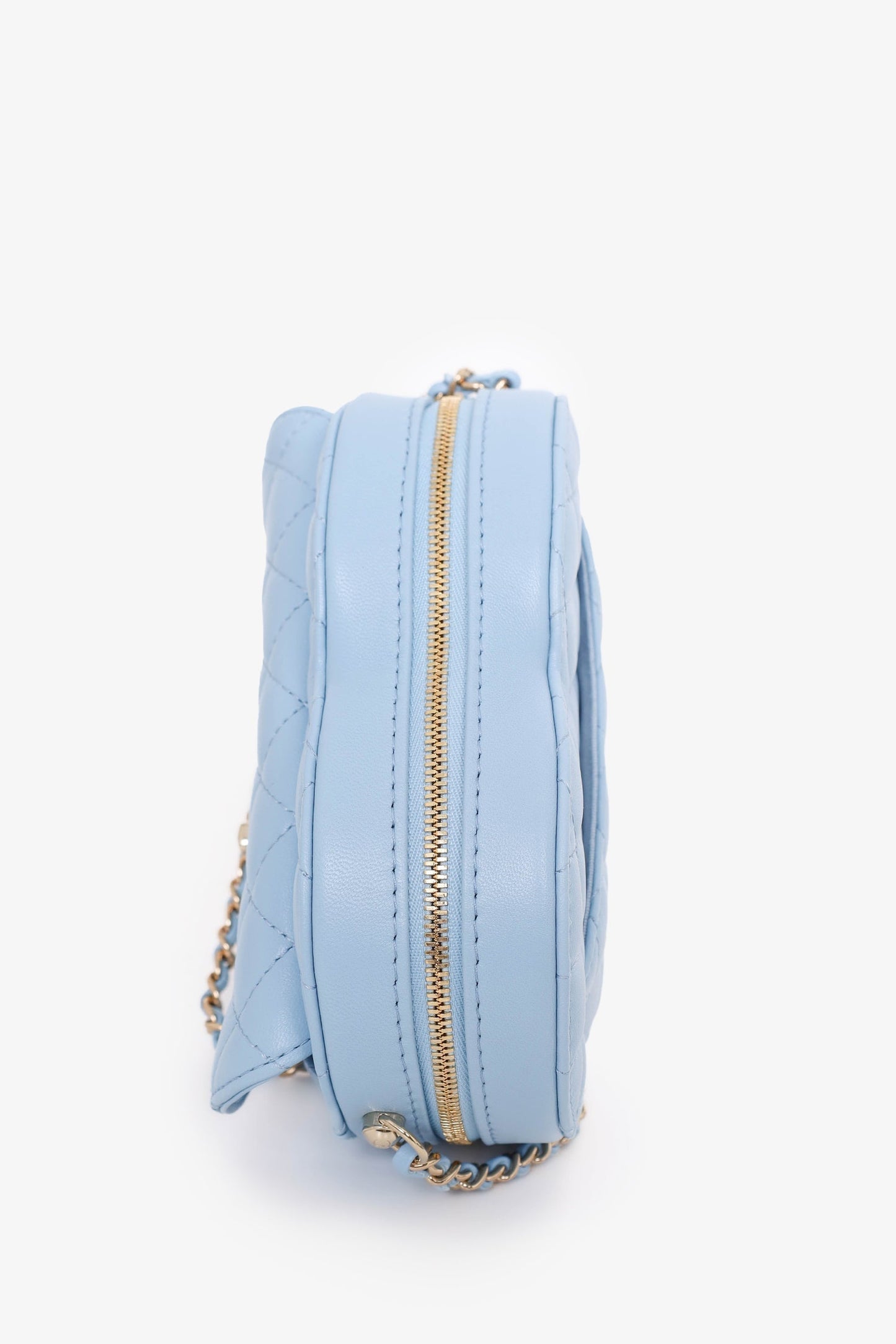 Chaneltm 22S Baby Blue Quilted Lambskin CC in Love Large Heart Bag