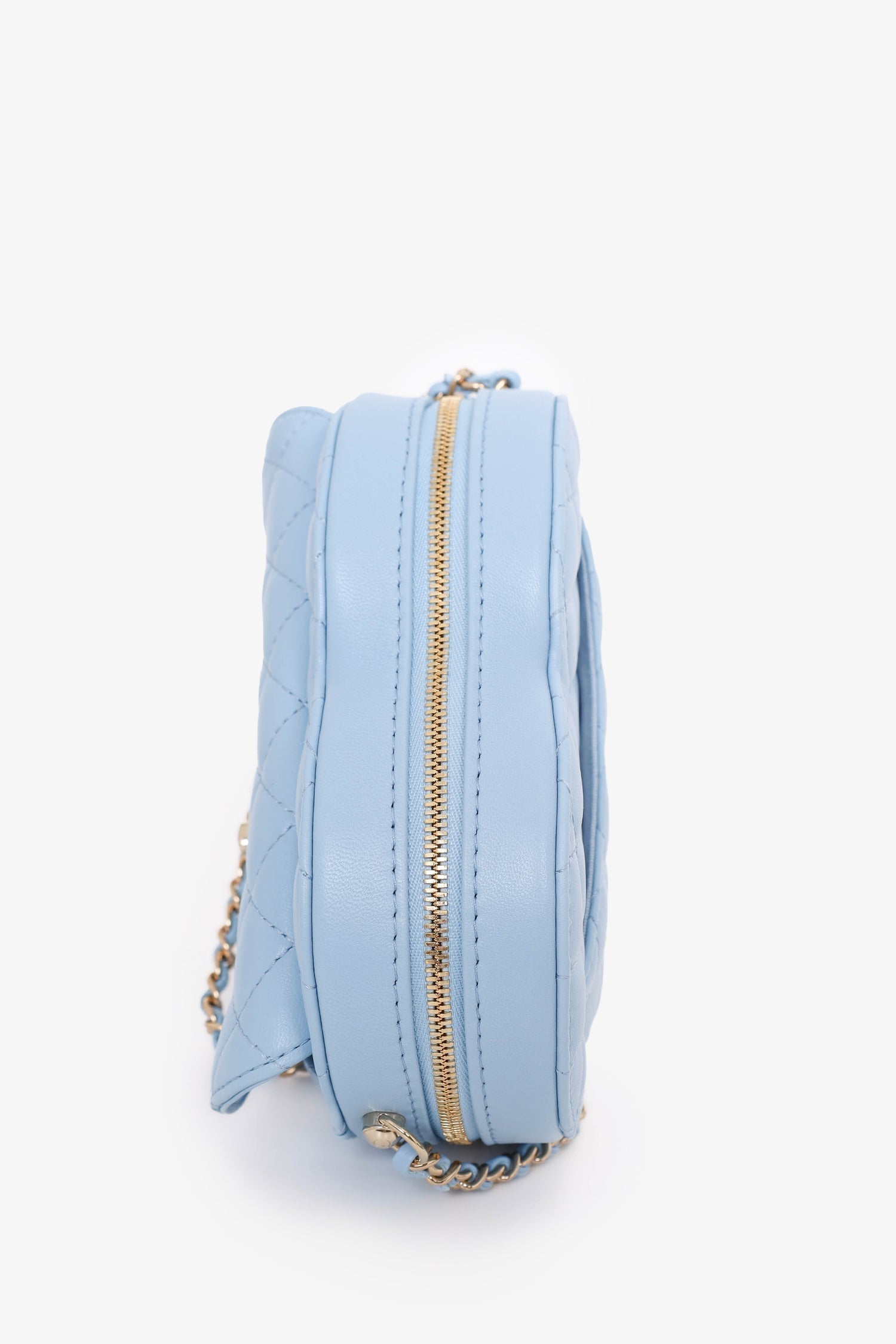 Chaneltm 22S Baby Blue Quilted Lambskin CC in Love Large Heart Bag