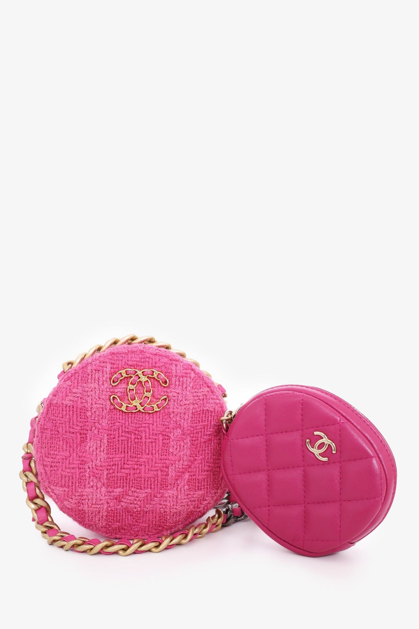Chaneltm 2019 20 Fuchsia Tweed 19 Round Clutch with Coin Purse