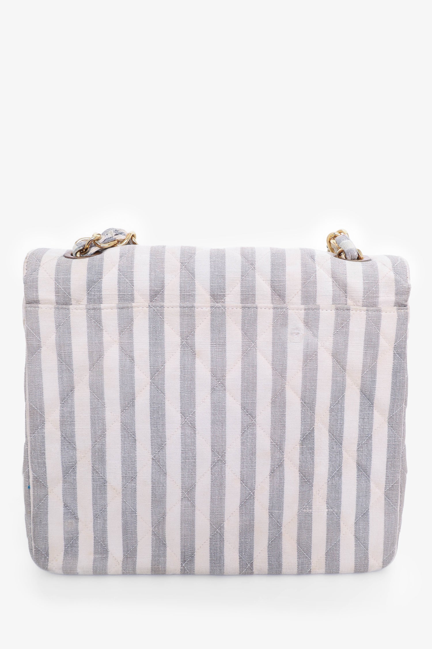 Chanel™ -96 Grey/White Striped Chain Shoulder Bag