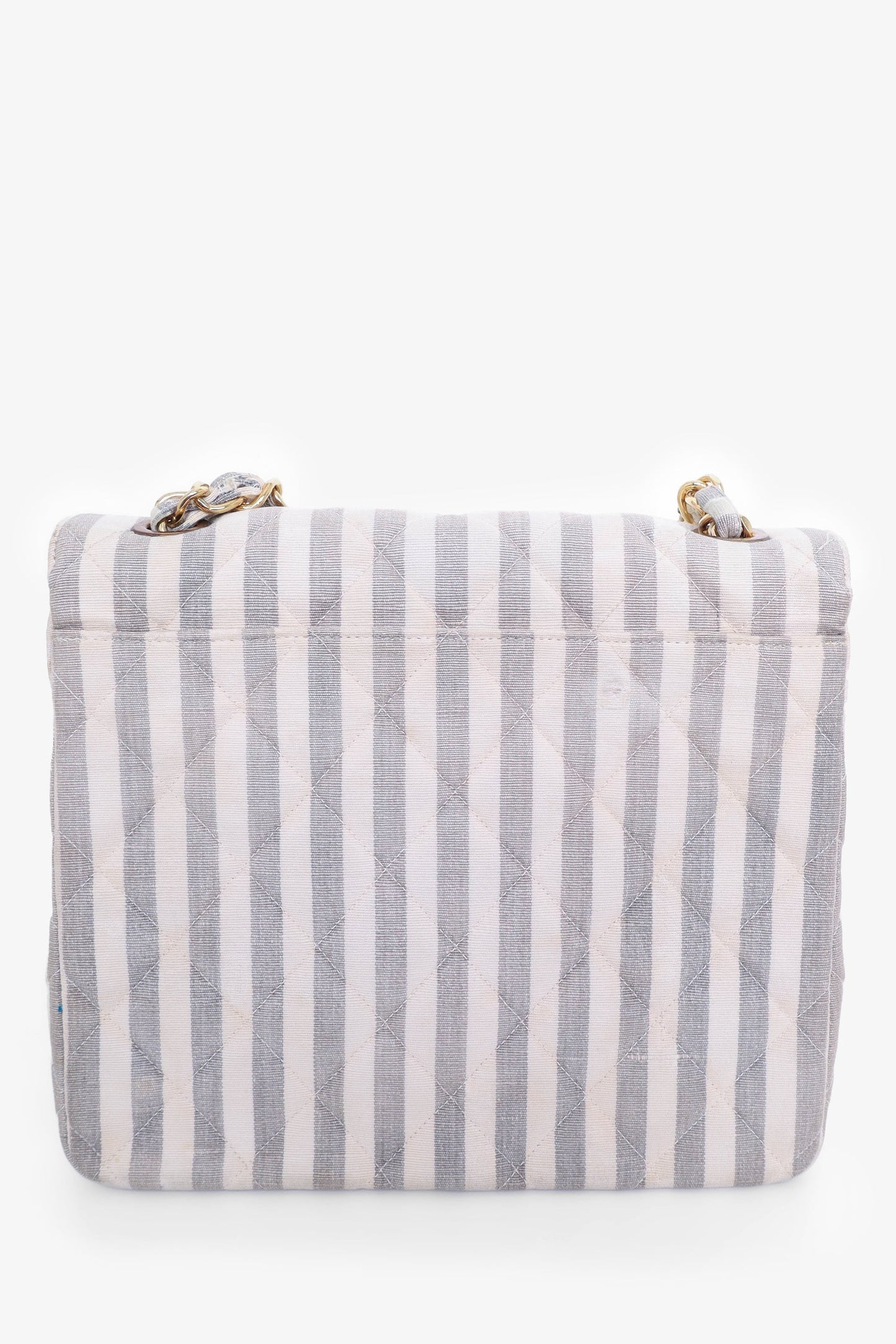 Chaneltm 1994 96 Grey/white Striped Chain Shoulder Bag