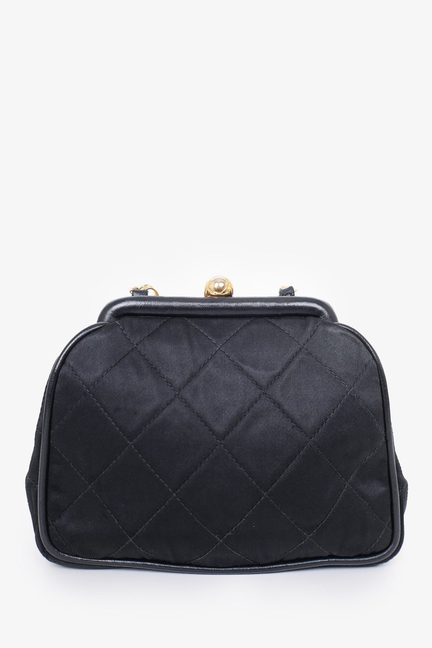 Chaneltm 1989 1991 Black Satin Framed Mini Evening Bag
