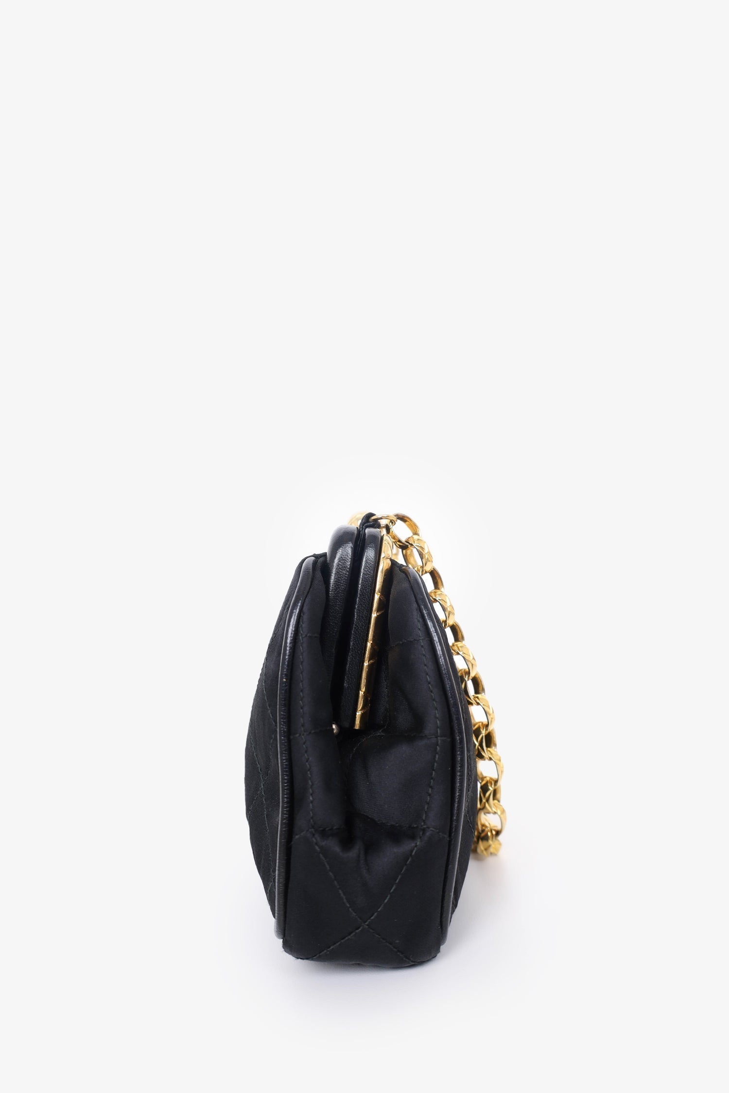 Chaneltm 1989 1991 Black Satin Framed Mini Evening Bag
