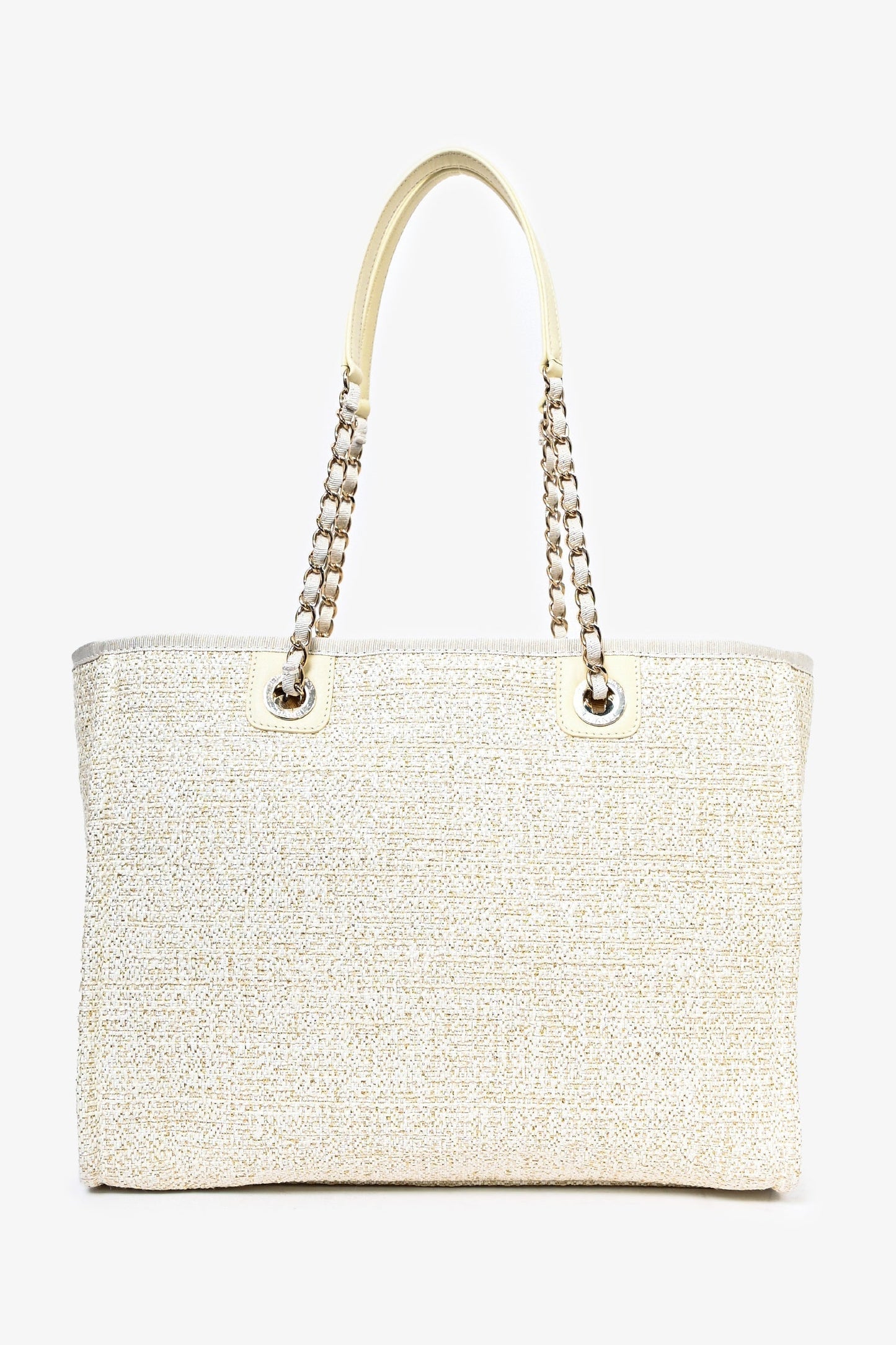 Chaneltm 2021/22 Beige/gold Metallic Tweed Small Deauville Shopping Tote