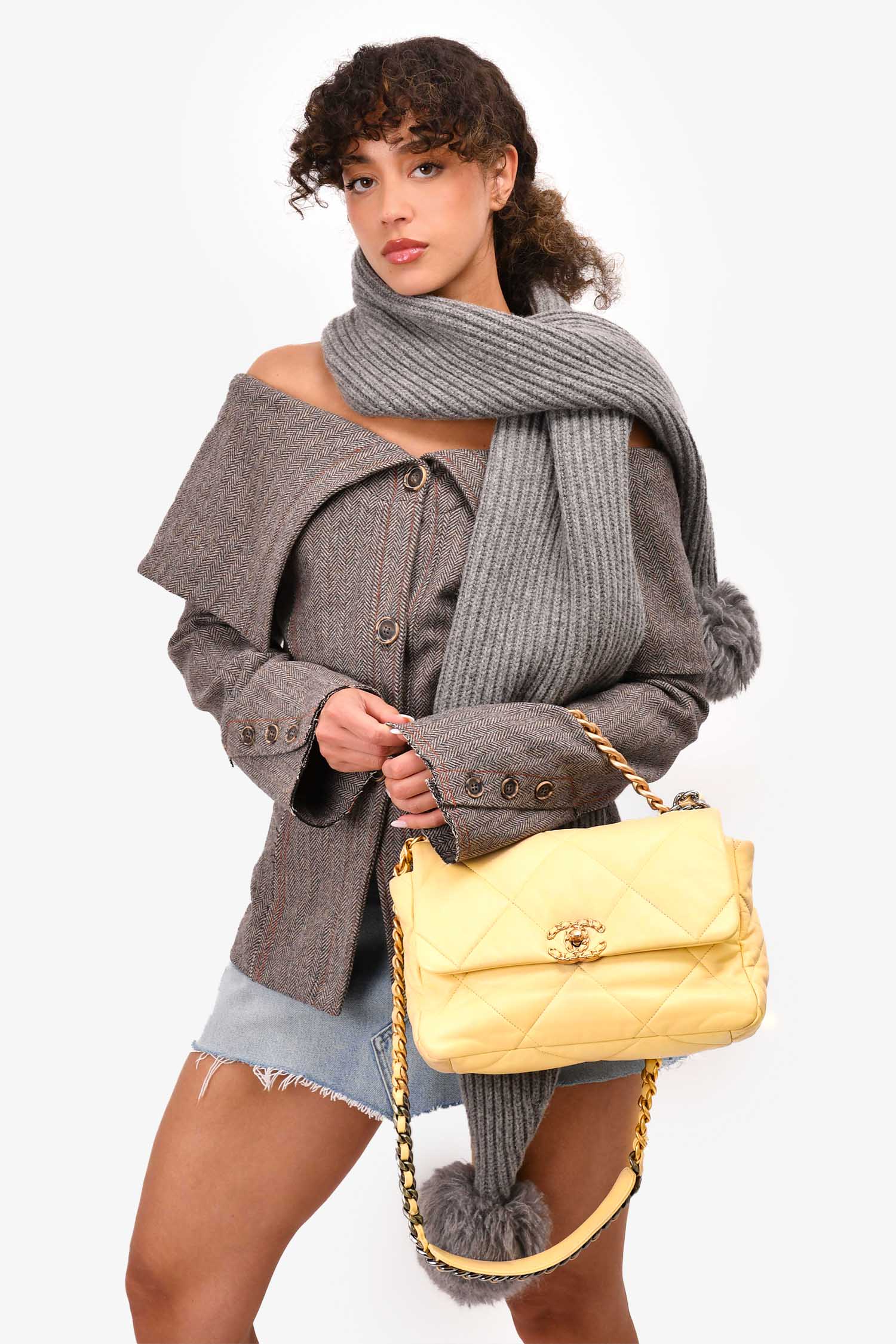 Chanel™ Yellow Lambskin Leather Quilted Cc Flap Bag