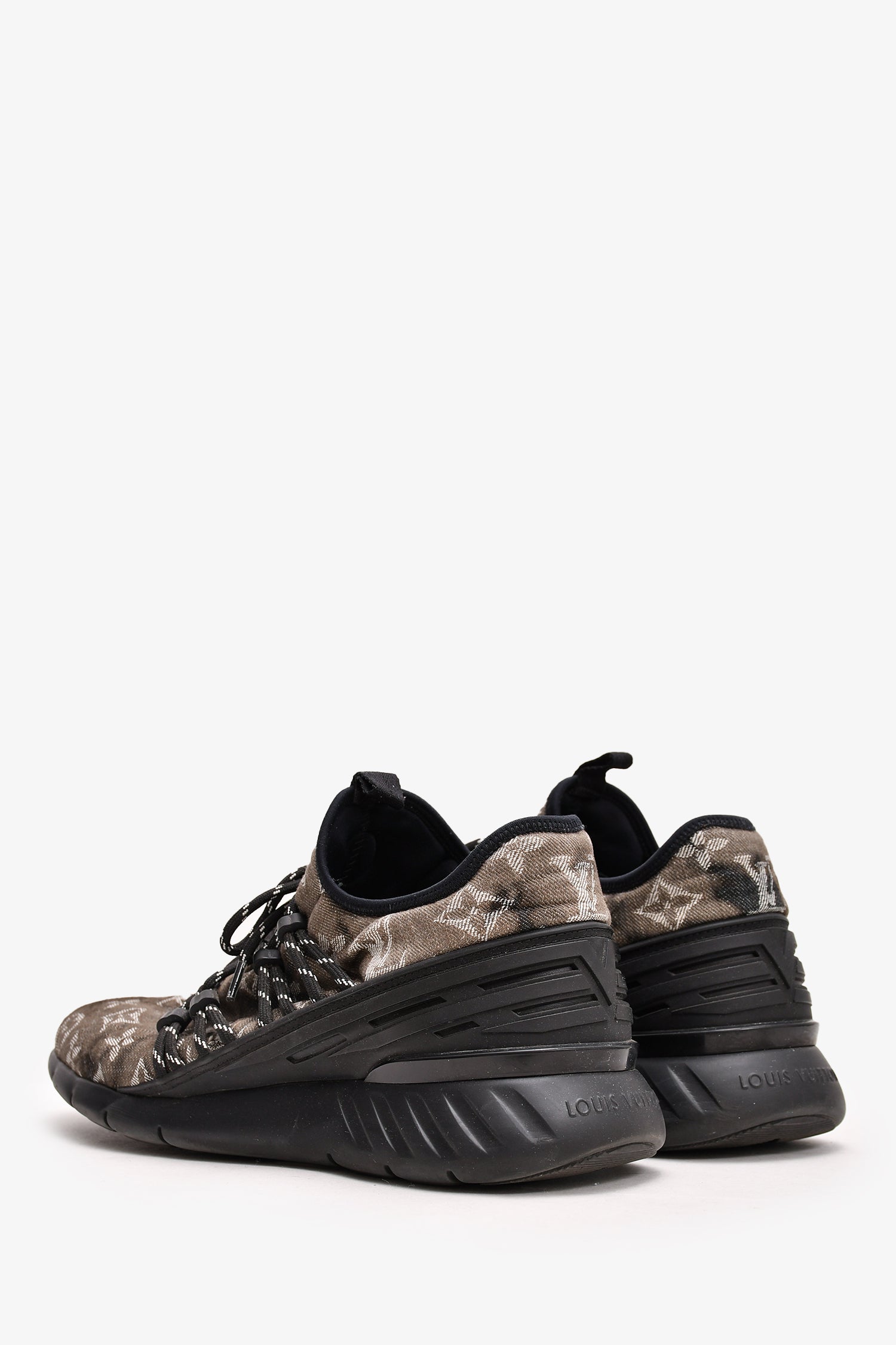 Louis Vuitton Black Tie Dye Denim Fastlane Sneakers Size 8 Men