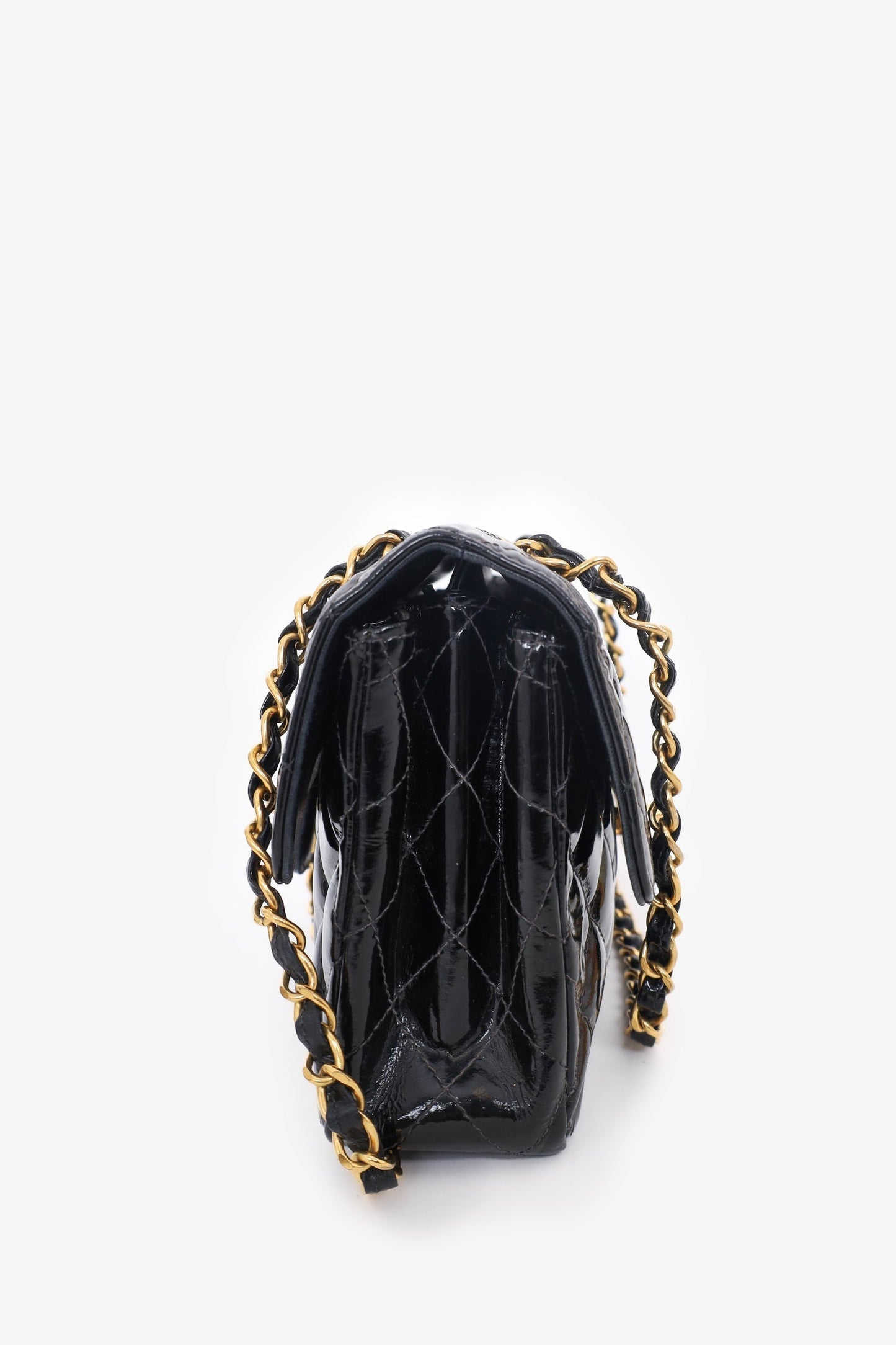 Chanel™ -97 Black Quilted Patent Double Sided Flap Bag