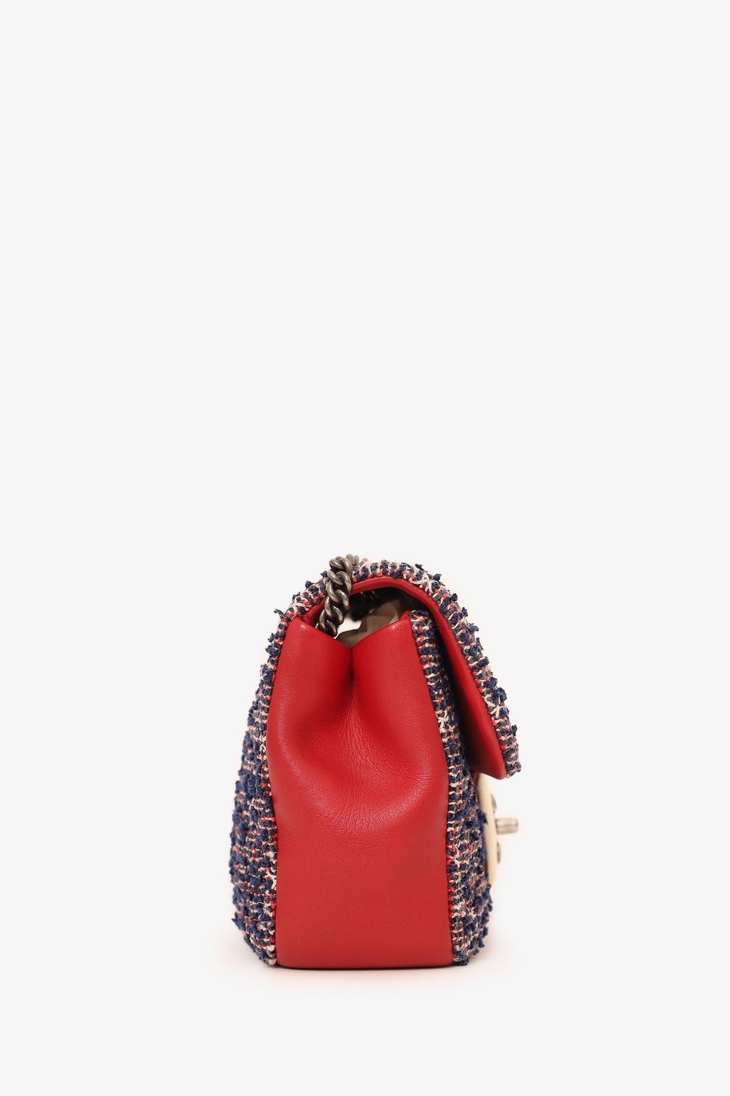 Chanel™ -17 Navy/Red Tweed Mini Single Flap Bag