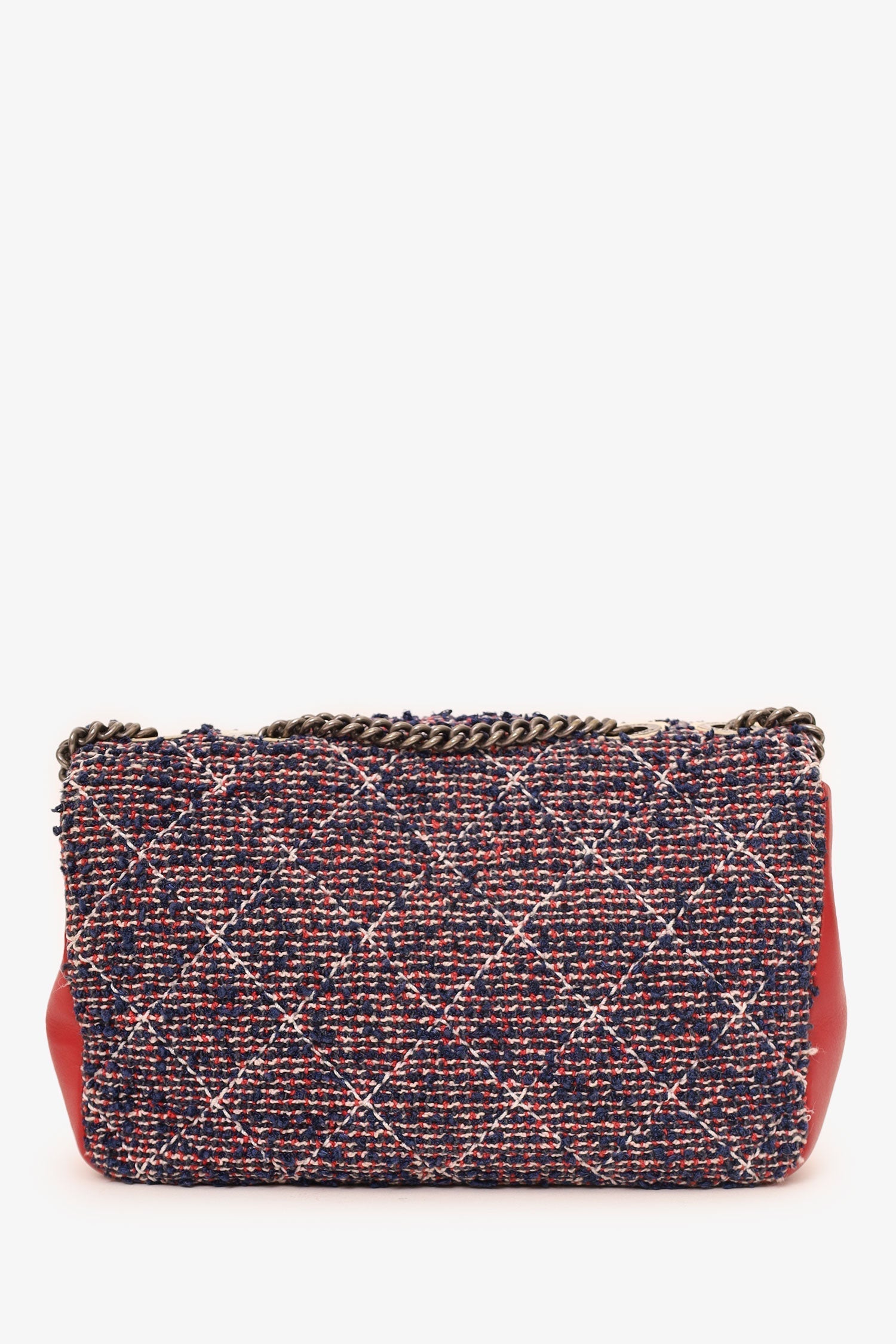 Chanel™ -17 Navy/Red Tweed Mini Single Flap Bag