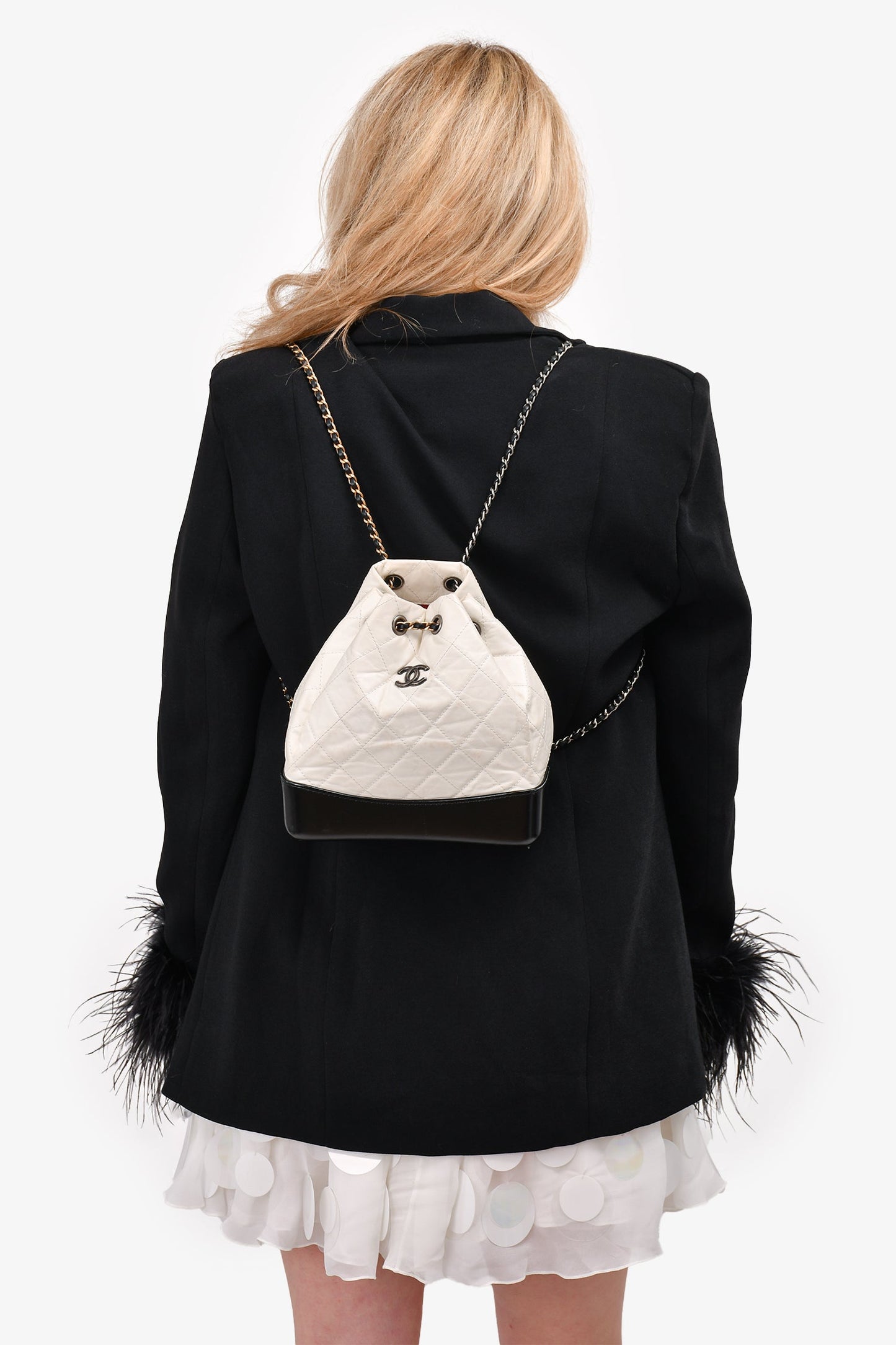 Chanel™ White/Black Gabrielle Backpack
