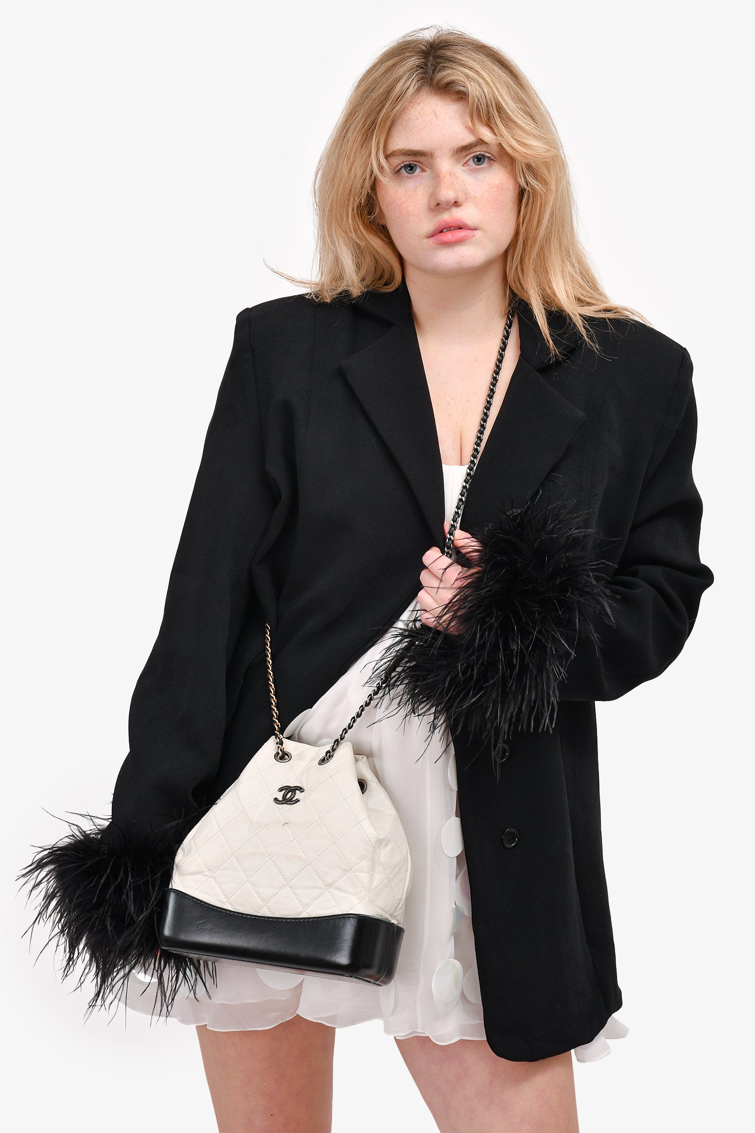 Chanel™ White/Black Gabrielle Backpack