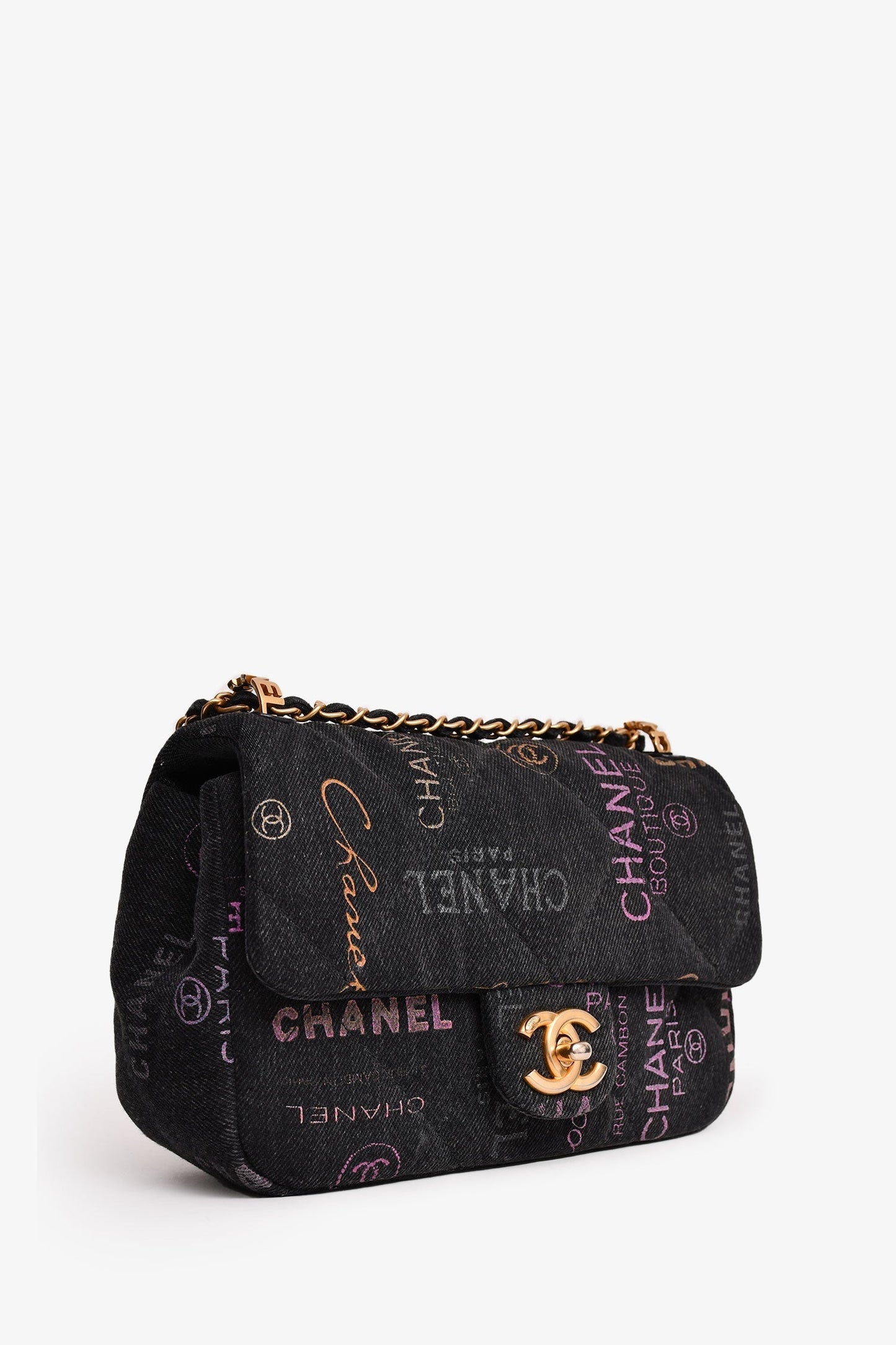 Chanel™ Black Denim Mood Monogram Mini Flap Bag