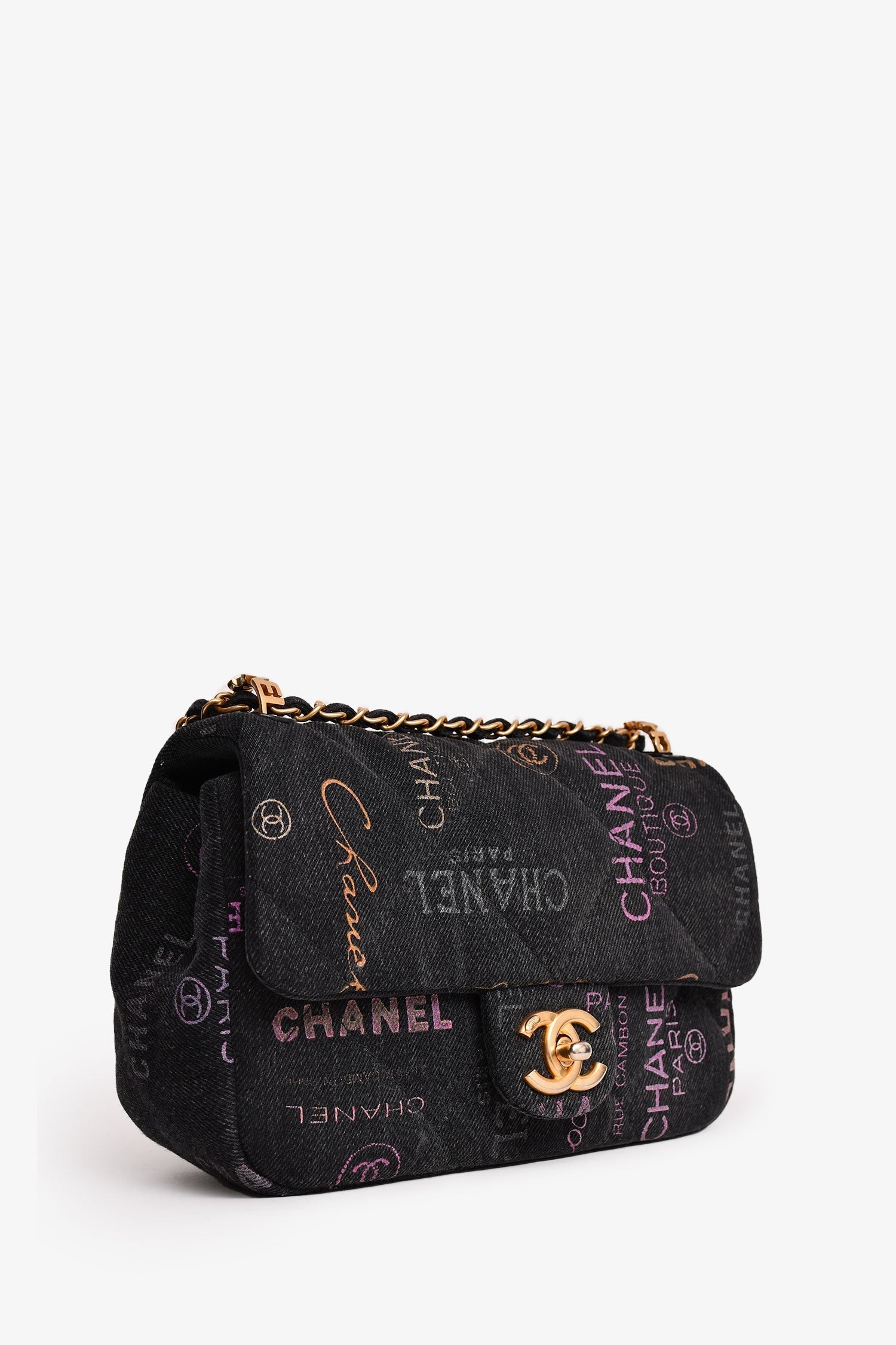 Chanel™ Black Denim Mood Monogram Mini Flap Bag