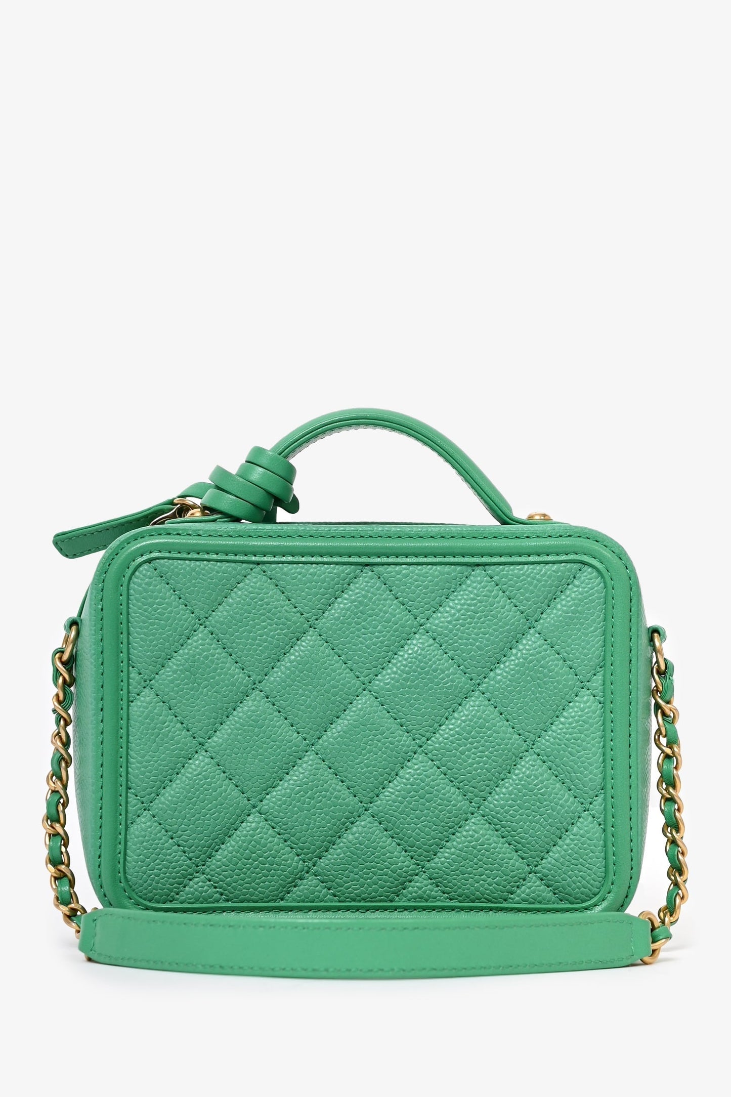 Chanel™ /18 Green Caviar Leather Small Filigree Vanity Case Bag