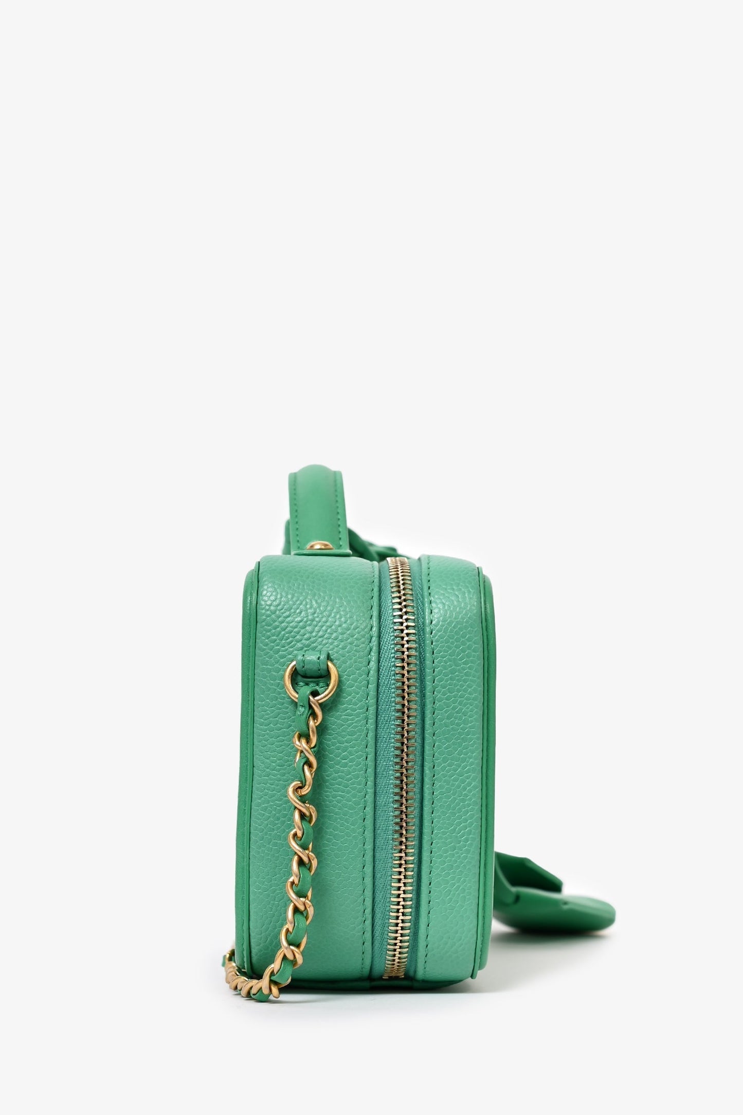 Chanel™ 2017/18 Green Caviar Leather Small Filigree Vanity Case