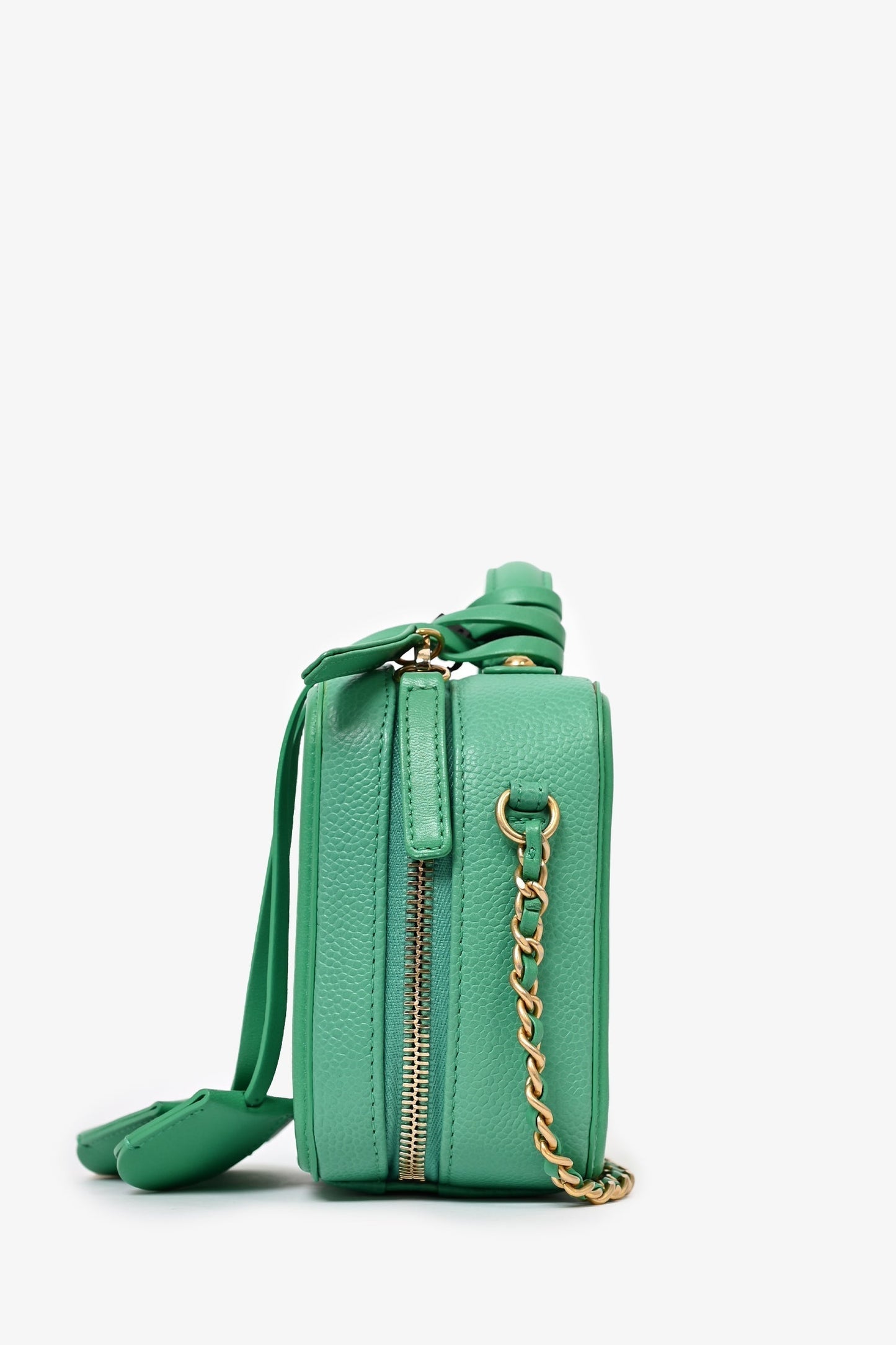 Chaneltm 2017/18 Green Caviar Leather Small Filigree Vanity Case Handbag