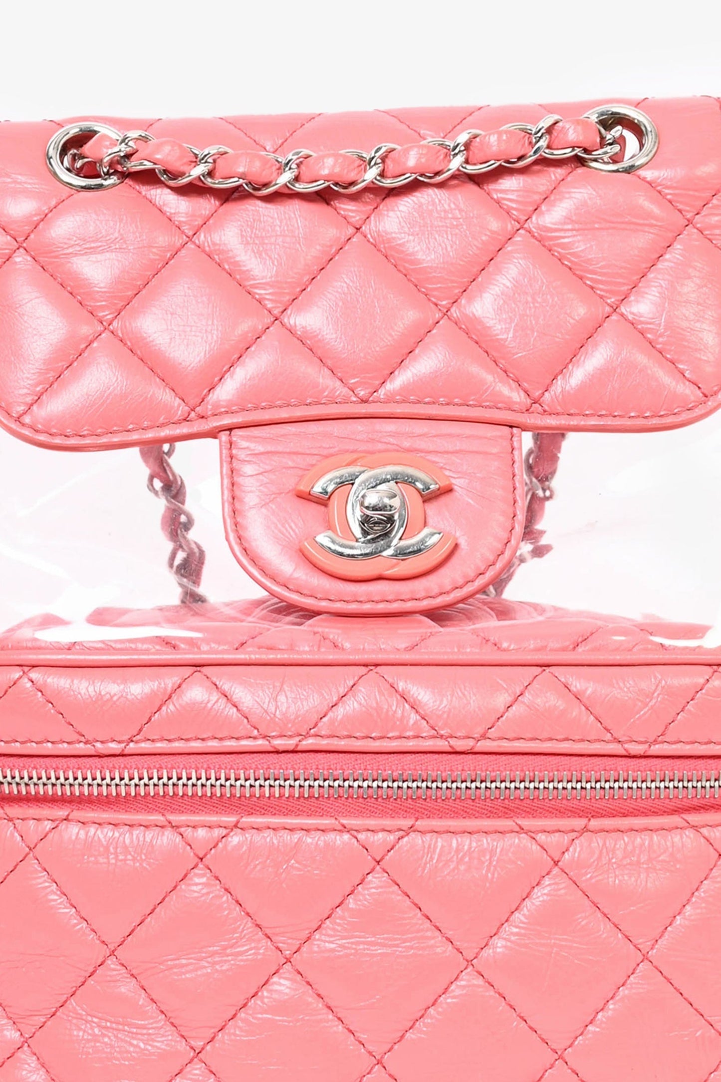 Chanel™ Pink Calfskin Leather/Pvc ' Uarium' Backpack