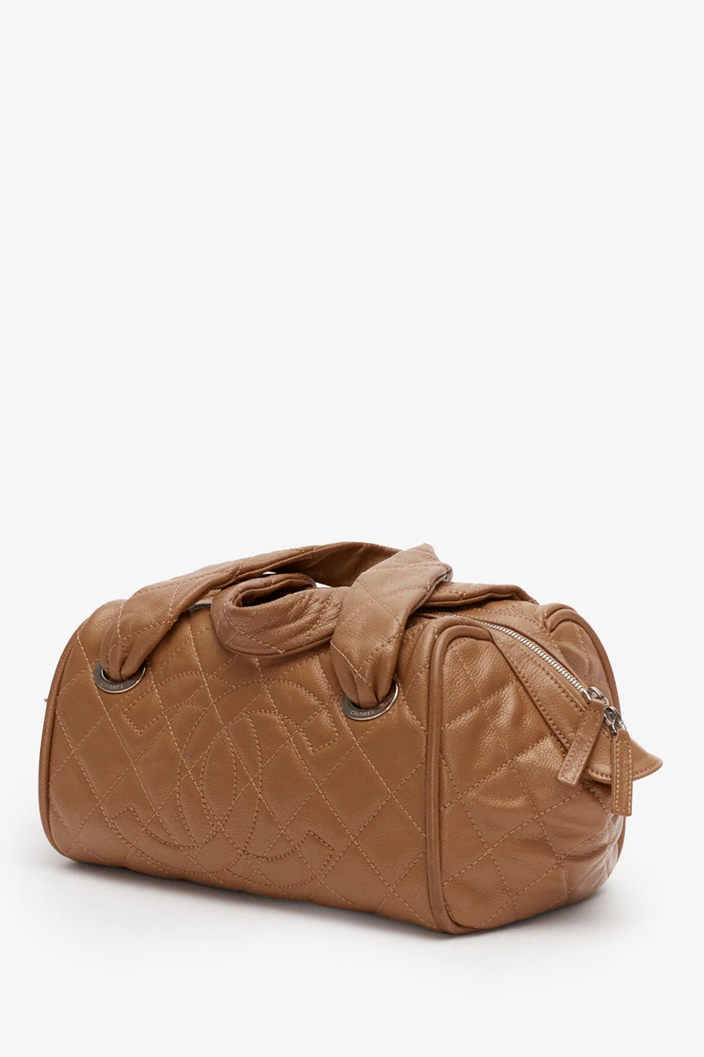 Chanel™ Brown Quilted Caviar Leather Timeless Bowler Bag