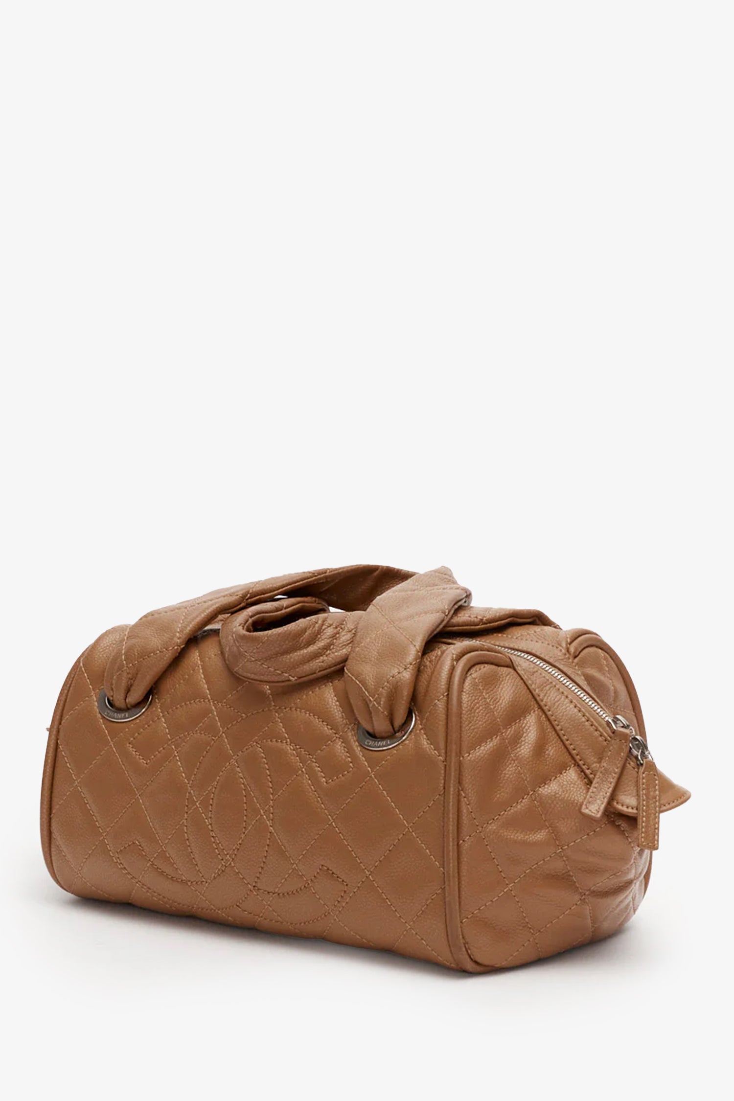 Chaneltm Brown Quilted Caviar Leather Timeless Bowler Keychain